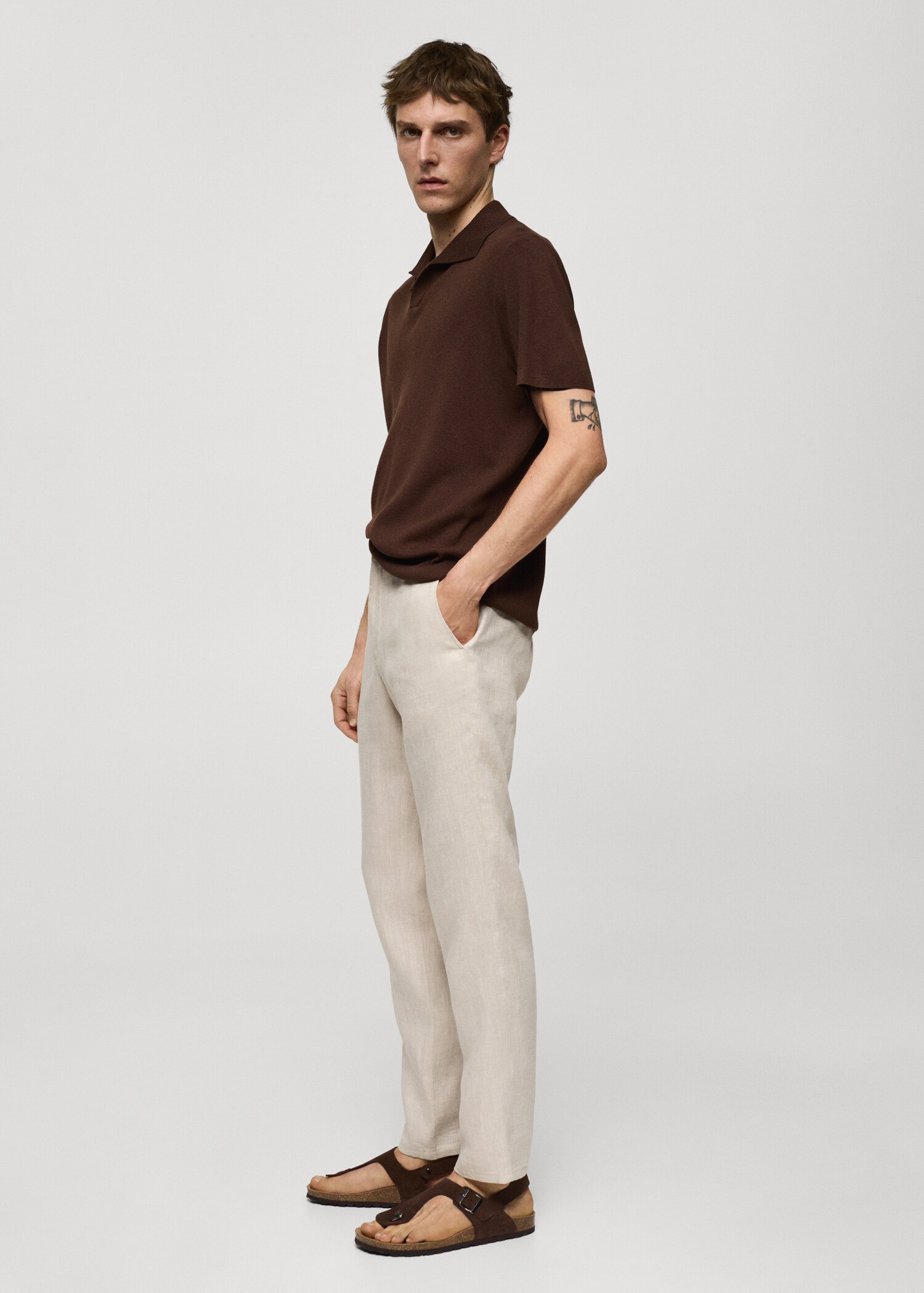 Slim Fit-Hose aus 100 % Leinen - Detail des Artikels 2