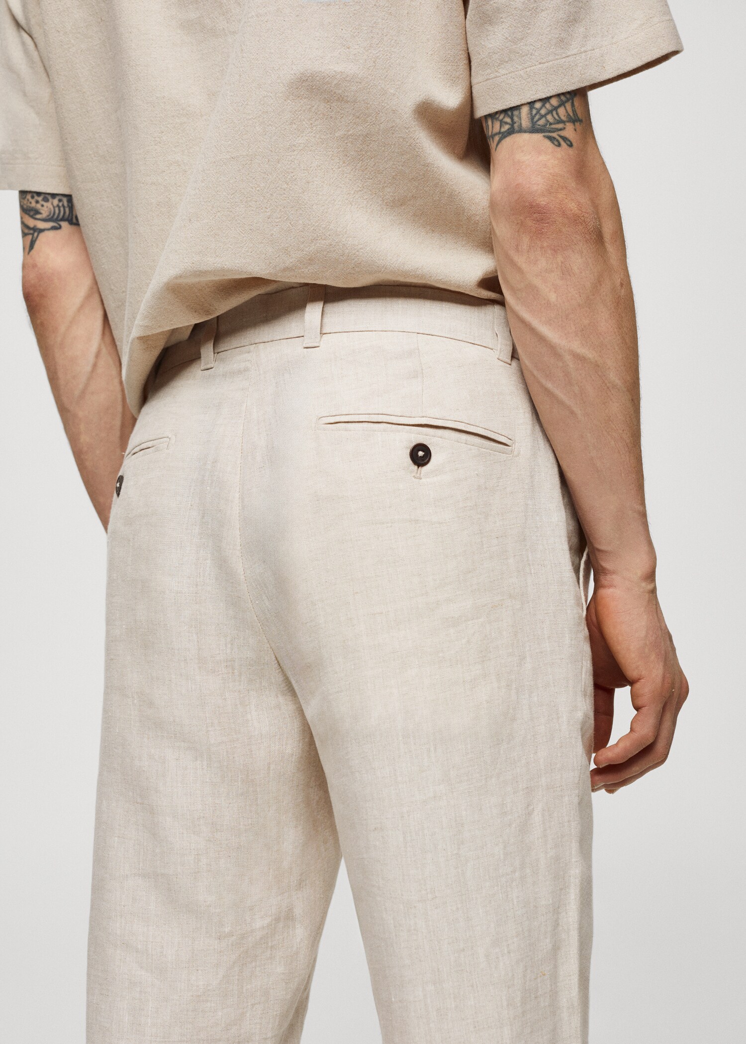 Slim Fit-Hose aus 100 % Leinen - Detail des Artikels 4
