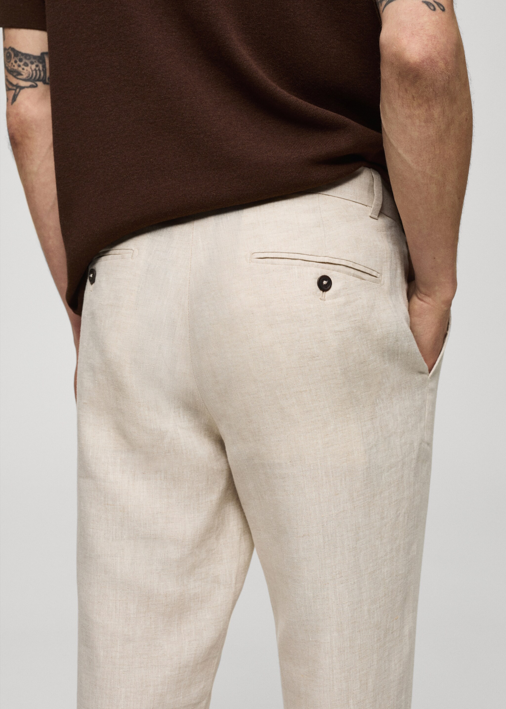 Slim Fit-Hose aus 100 % Leinen - Detail des Artikels 6