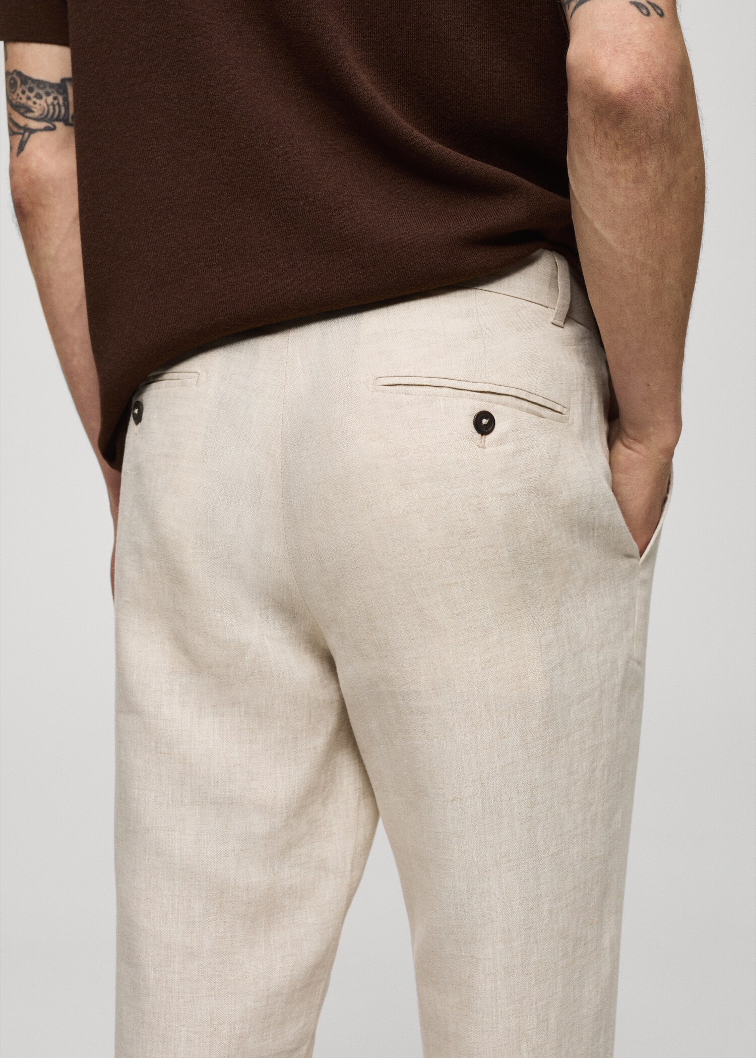 Slim Fit-Hose aus 100 % Leinen - Detail des Artikels 6