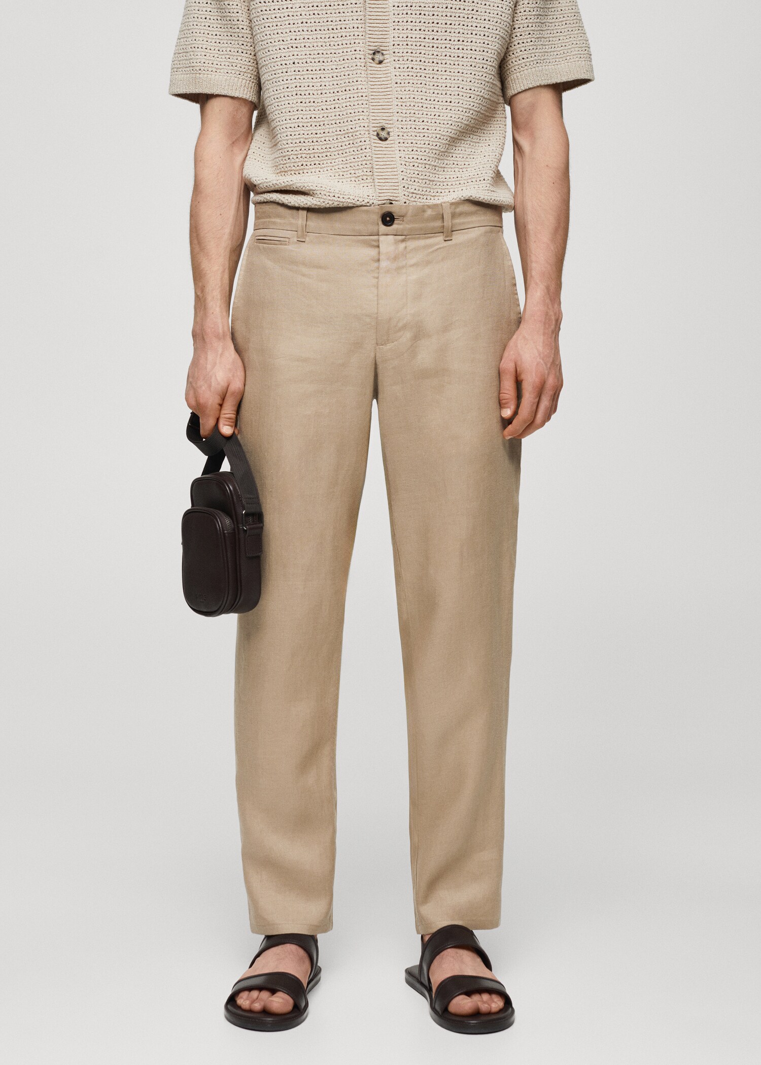 Slim-fit 100% linen trousers - Medium plane