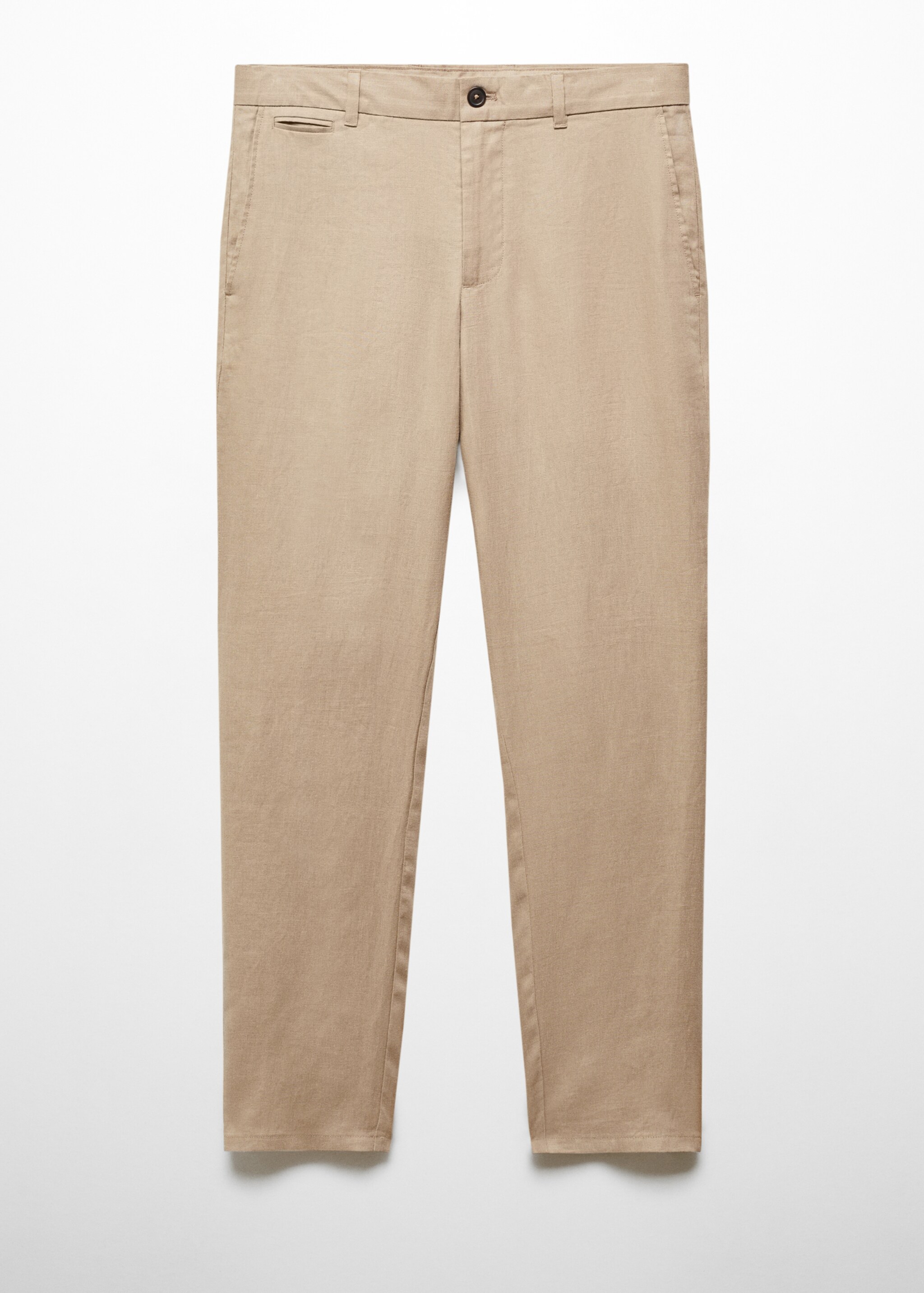 Slim-fit 100% linen trousers - Article without model, Beige. Ref: 67036725-00.