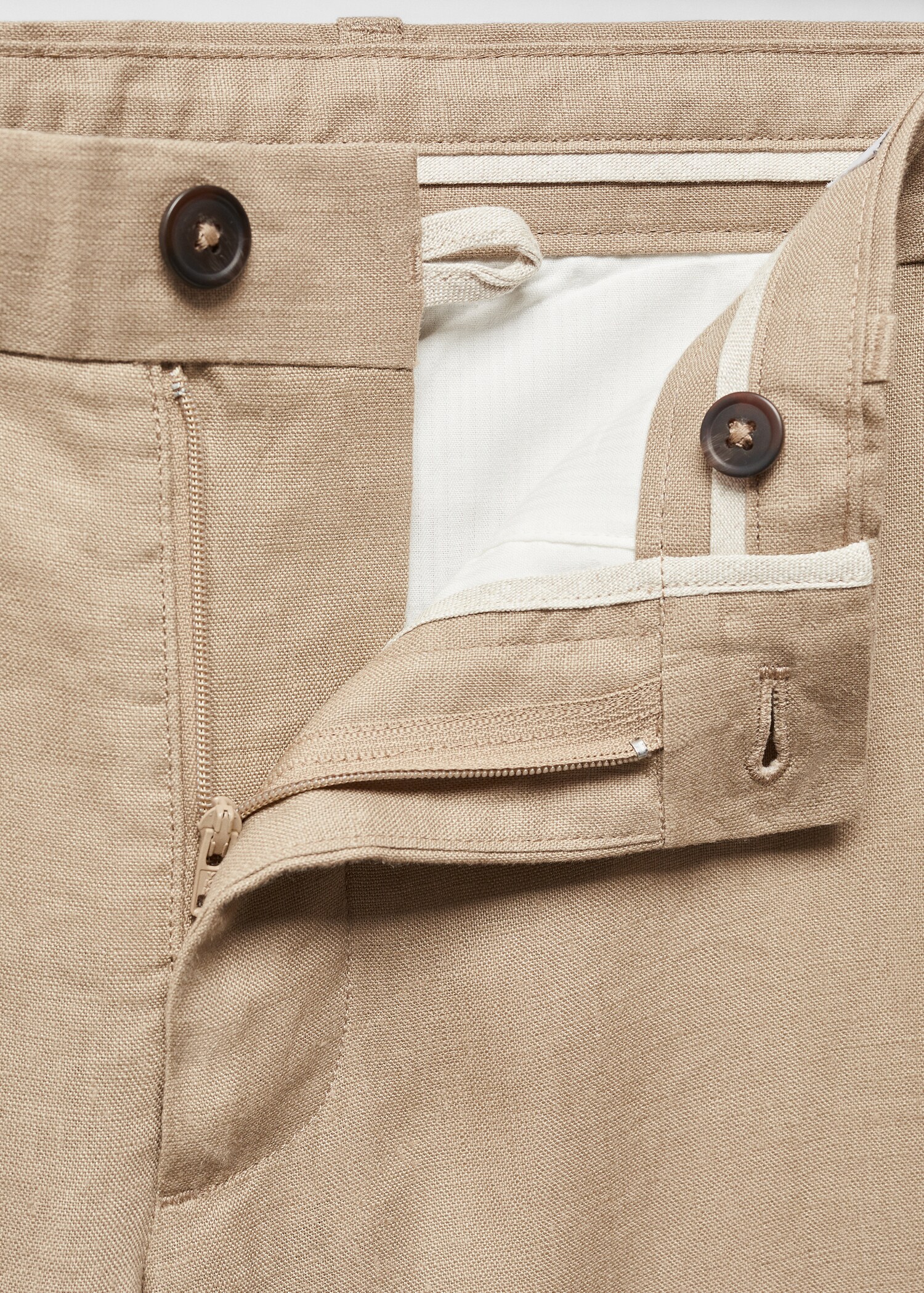 Slim-fit 100% linen trousers - Details of the article 8