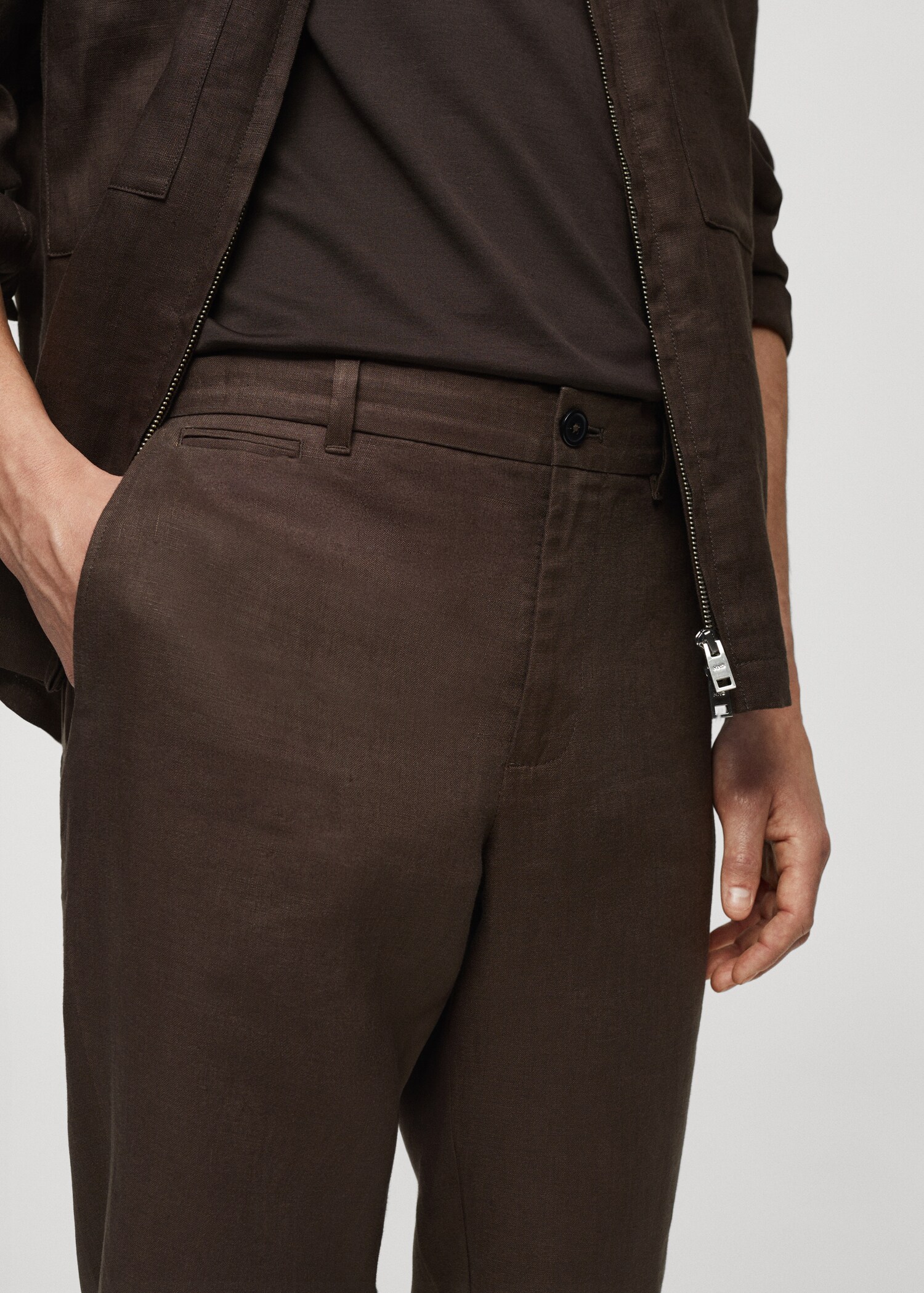 Slim Fit-Hose aus 100 % Leinen - Detail des Artikels 1