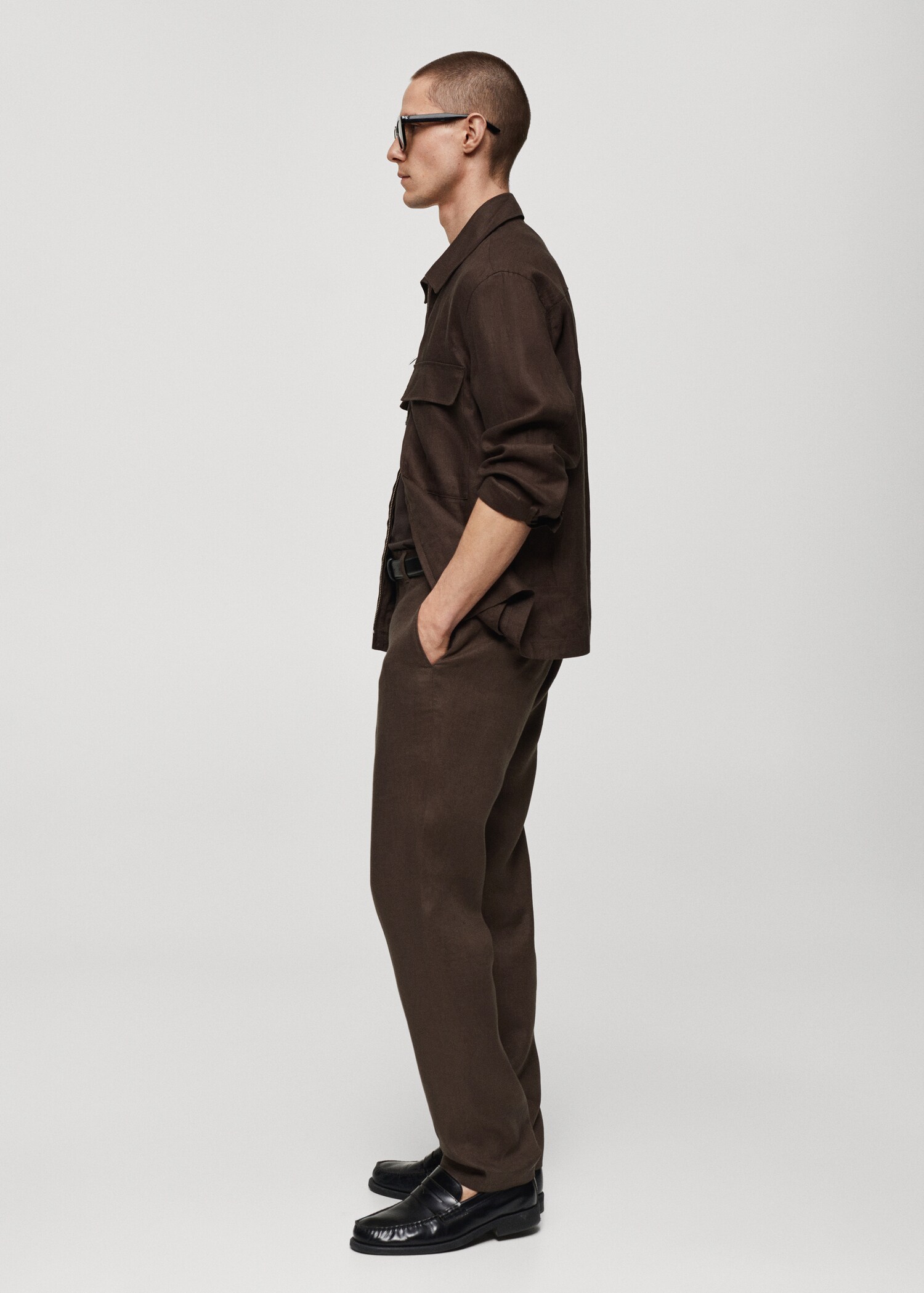 Slim Fit-Hose aus 100 % Leinen - Detail des Artikels 4