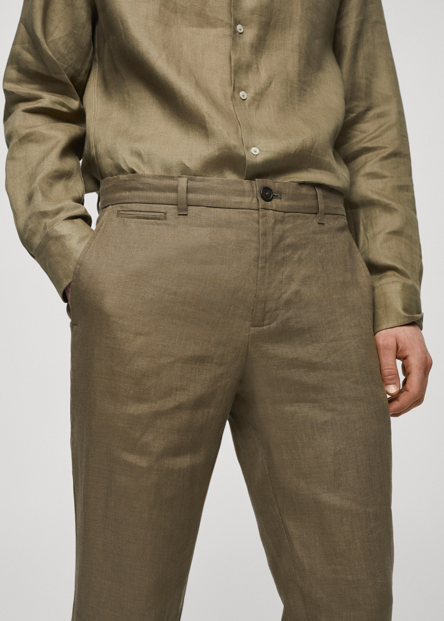 Slim Fit-Hose aus 100 % Leinen - Detail des Artikels 1