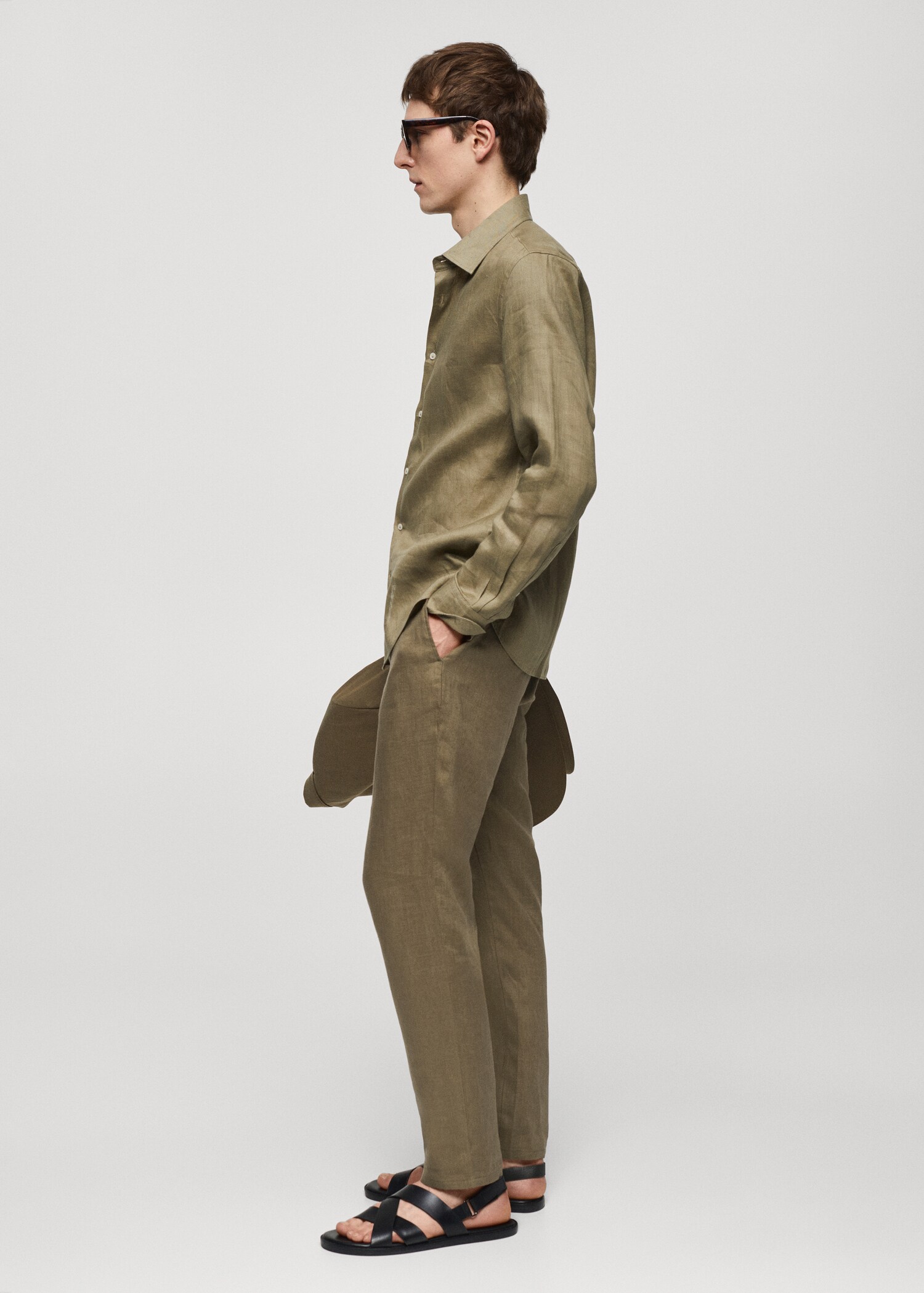 Slim Fit-Hose aus 100 % Leinen - Detail des Artikels 2