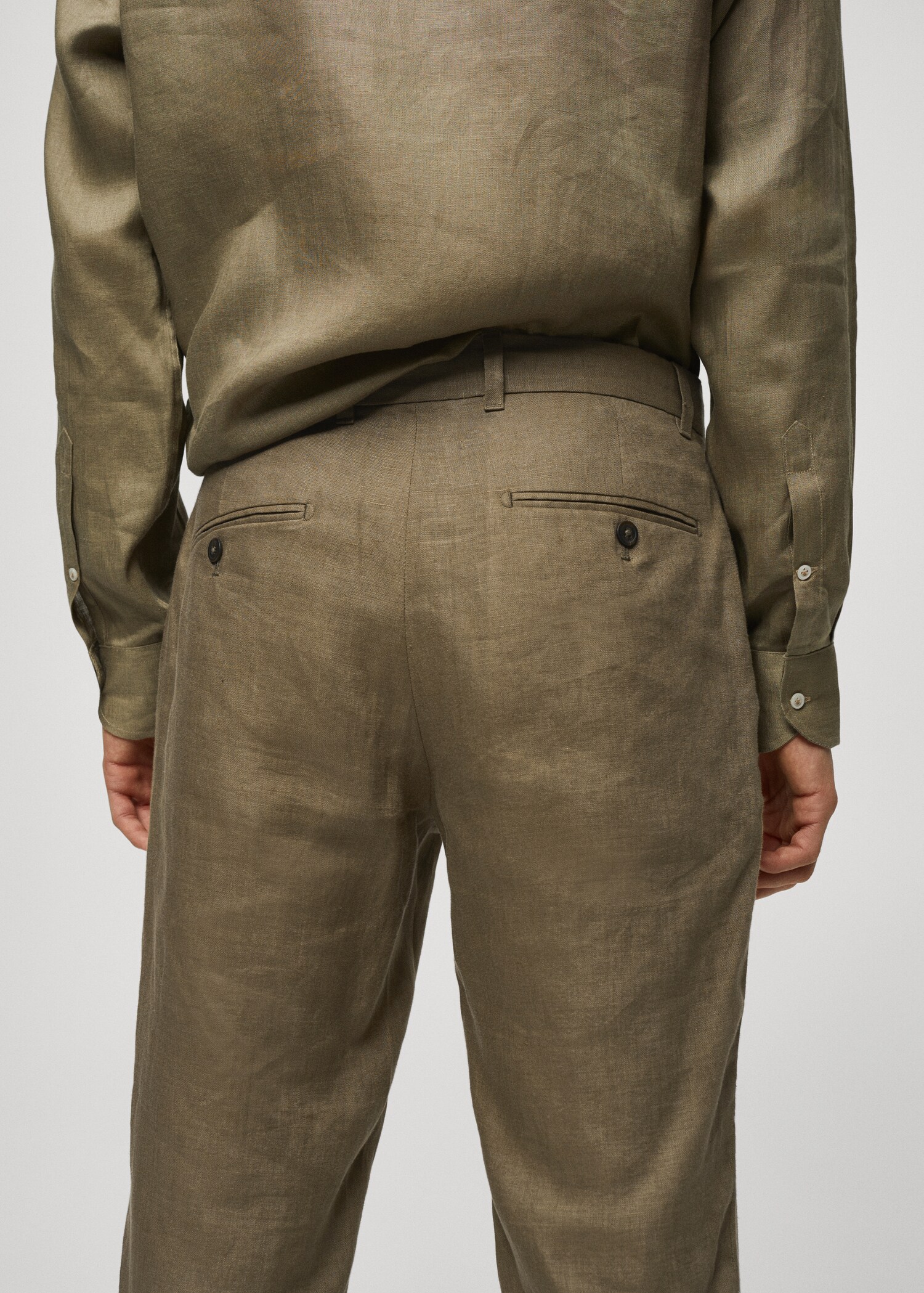 Slim Fit-Hose aus 100 % Leinen - Detail des Artikels 4