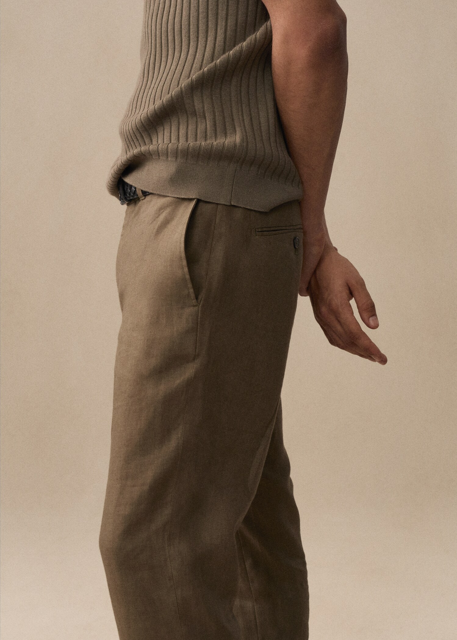 Slim Fit-Hose aus 100 % Leinen - Detail des Artikels 5