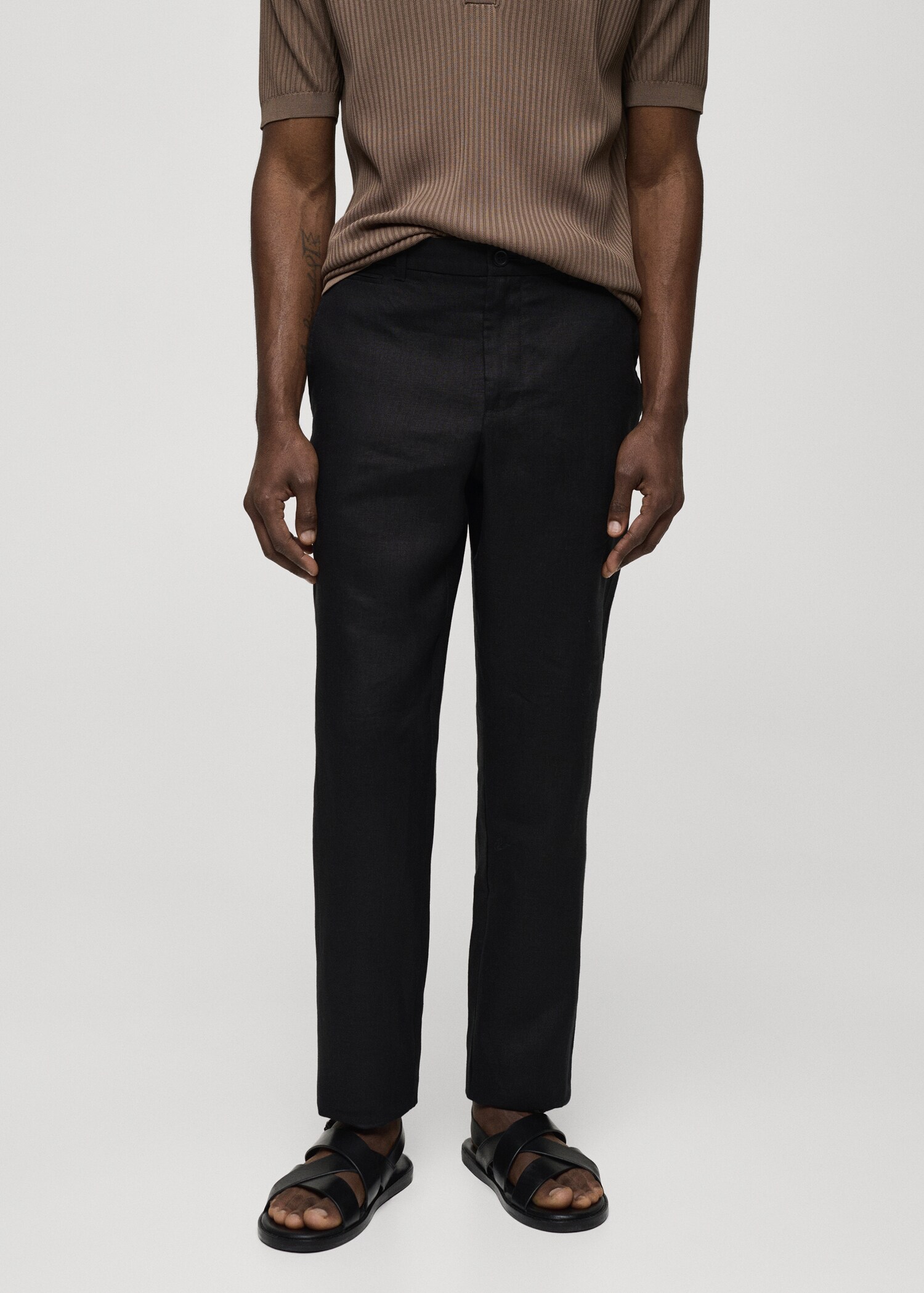 Παντελόνι 100% λινό slim fit - Μεσαίο πλάνο