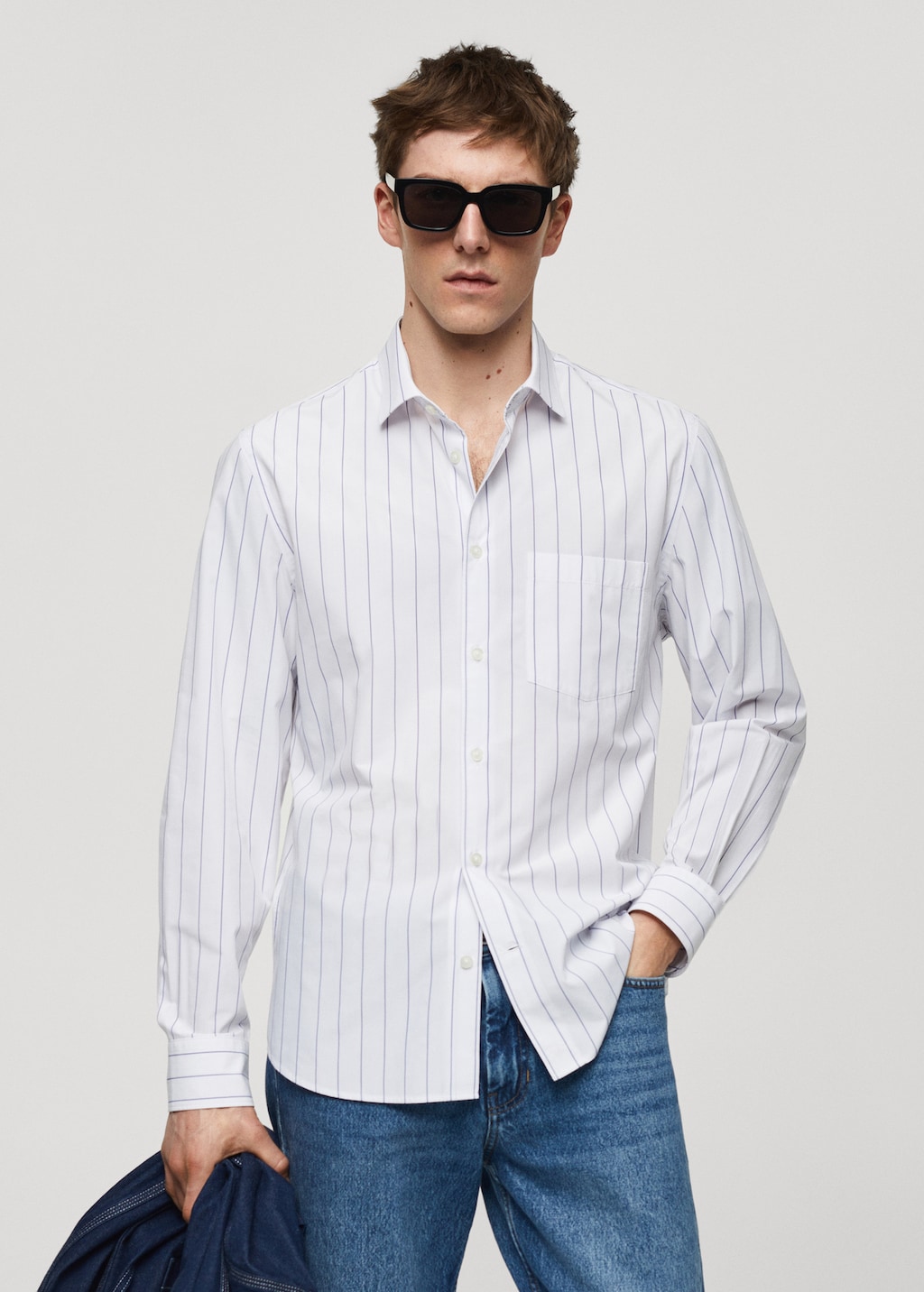 Classic-fit striped shirt - Men | MANGO OUTLET USA