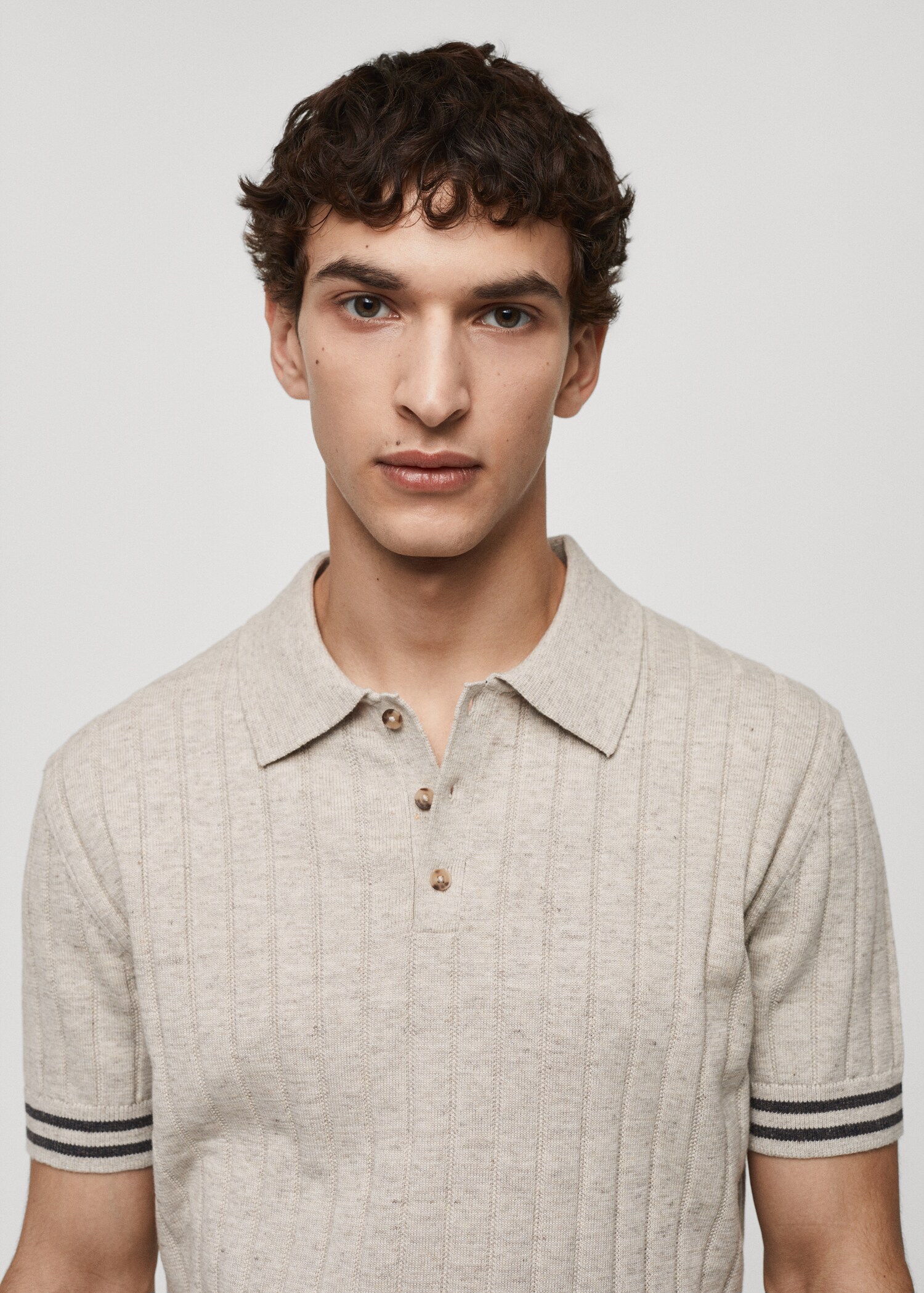 Ribbed knit polo shirt - Details of the article 1