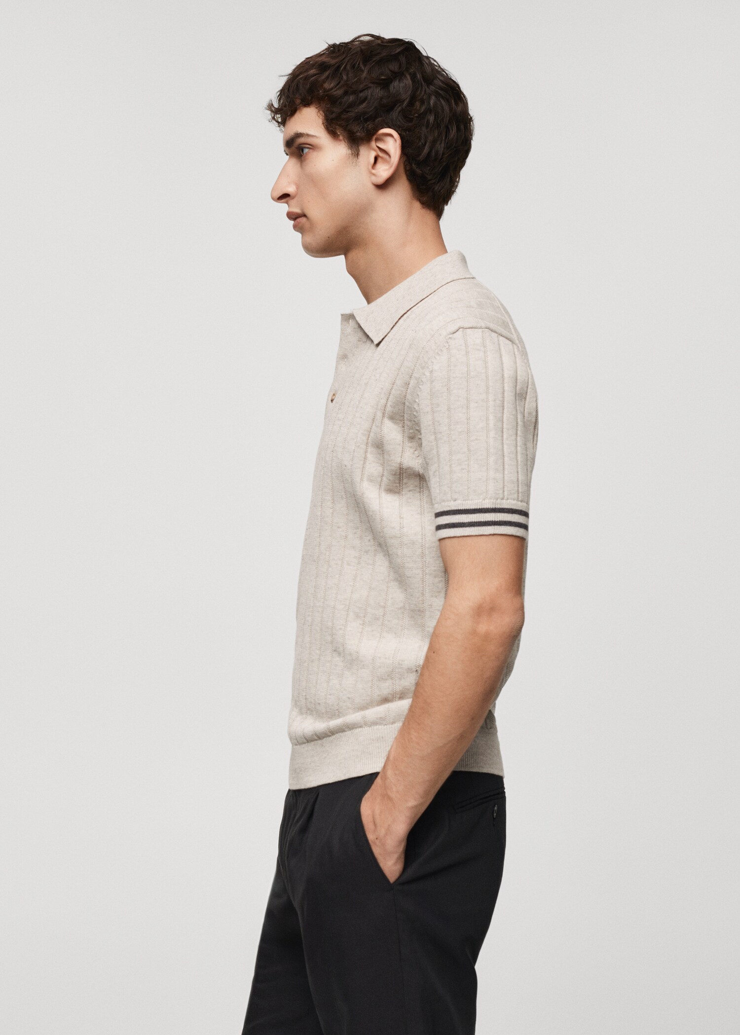 Ribbed knit polo shirt - Details of the article 2