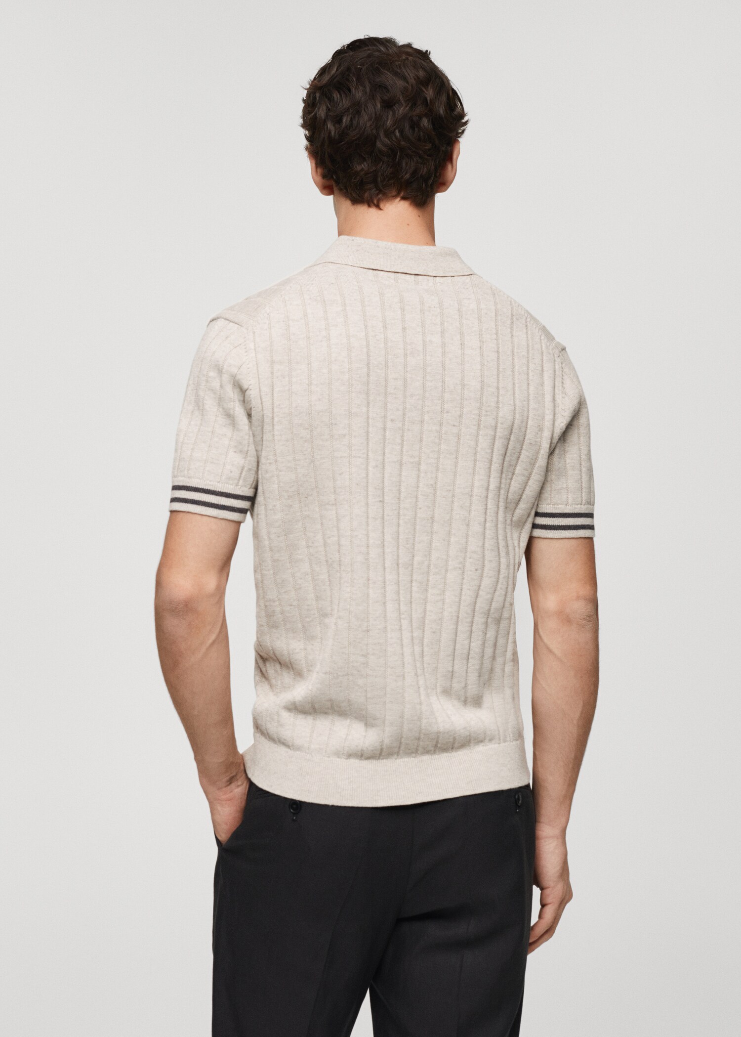 Ribbed knit polo shirt - Reverse of the article