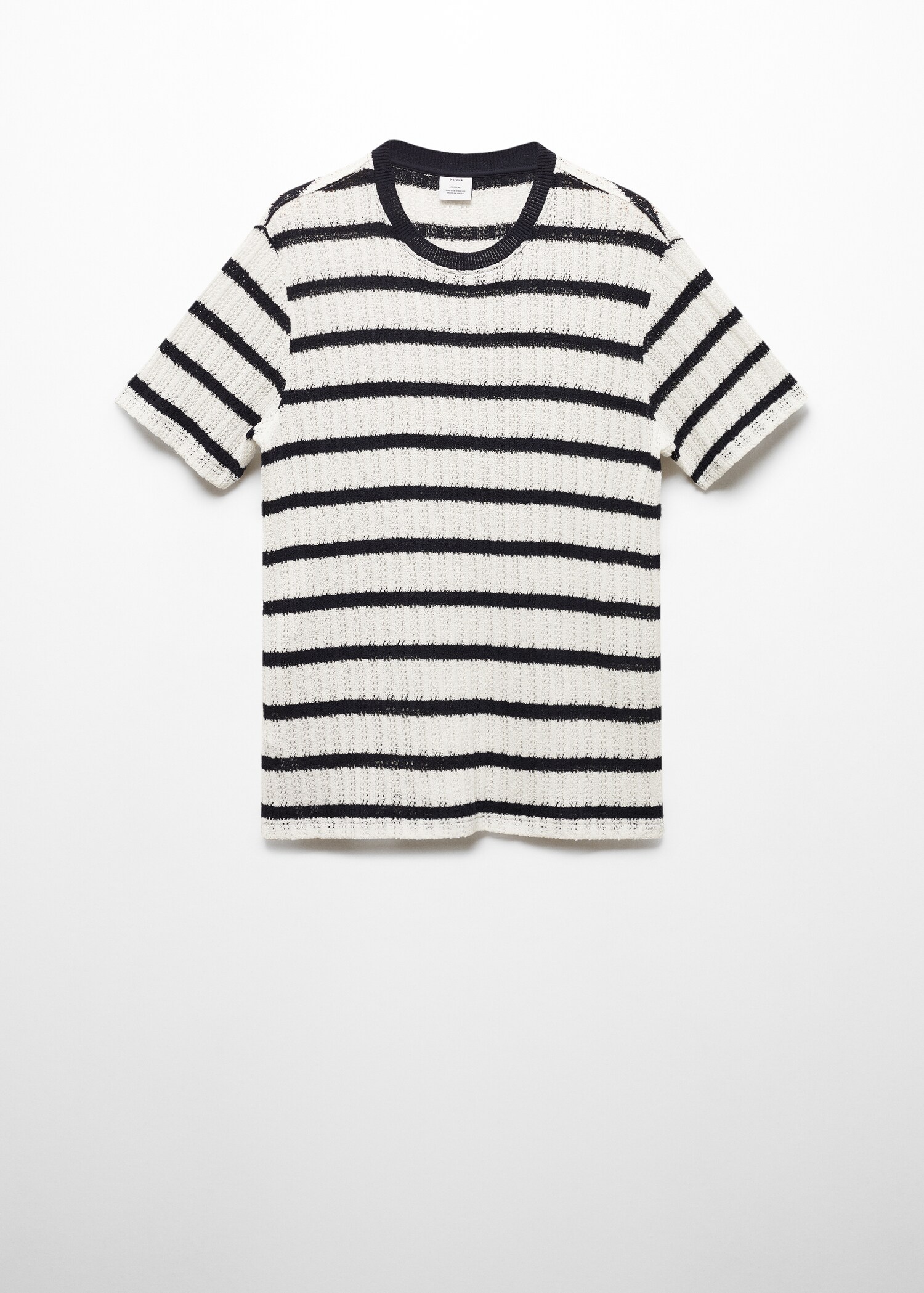Regular-fit openwork striped t-shirt - Article without model