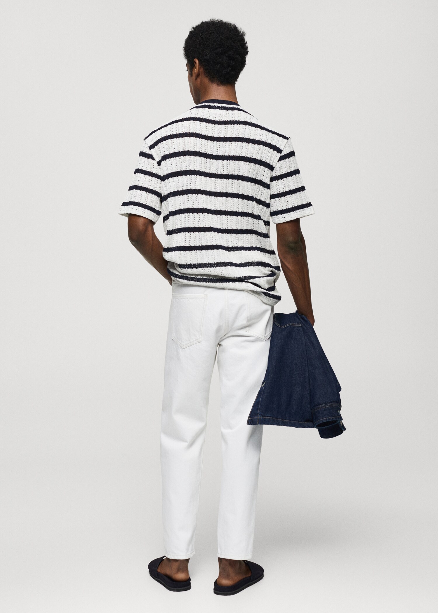 Regular-fit openwork striped t-shirt - Reverse of the article