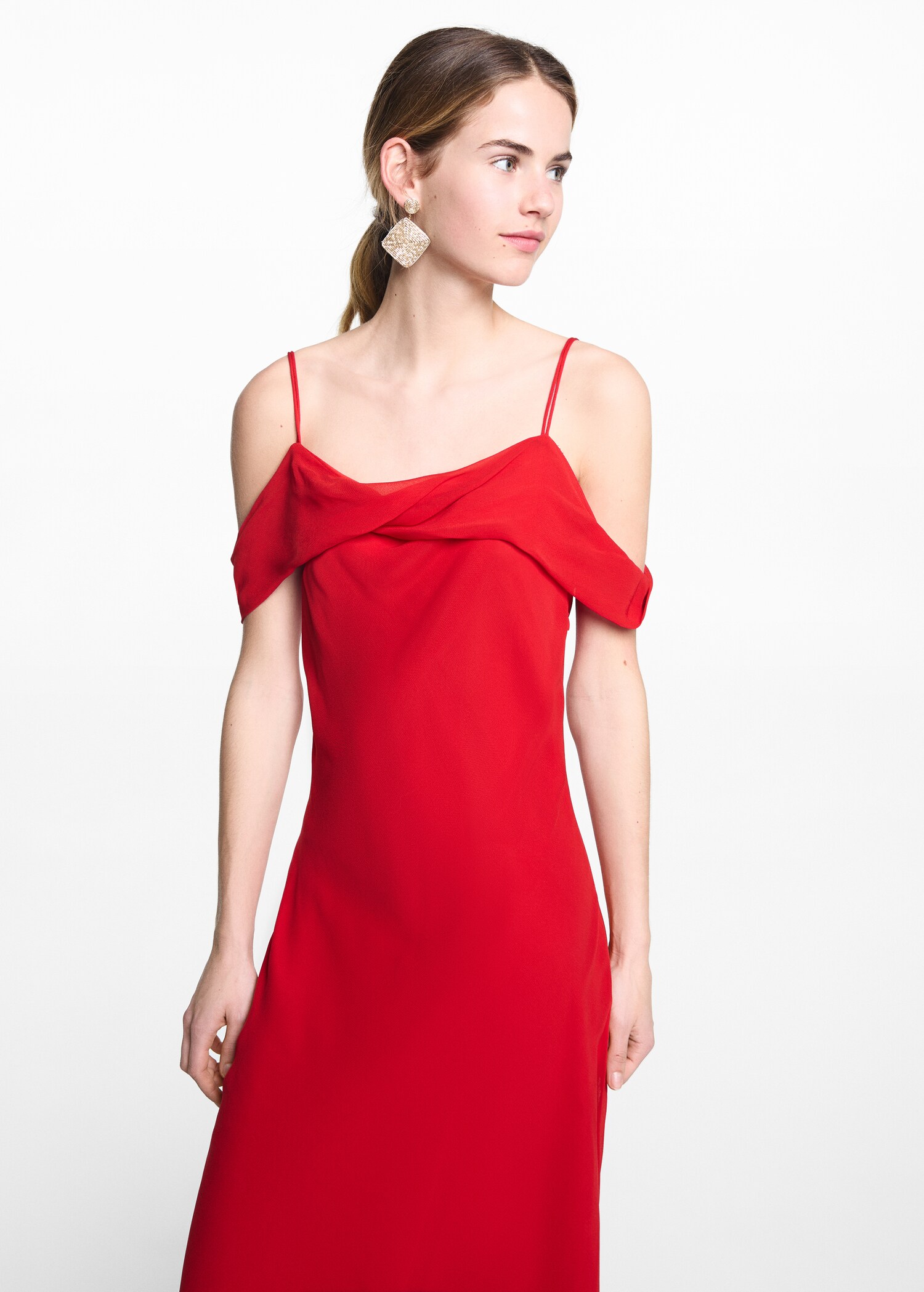 Off-the-shoulder midi-dress - Medium plane
