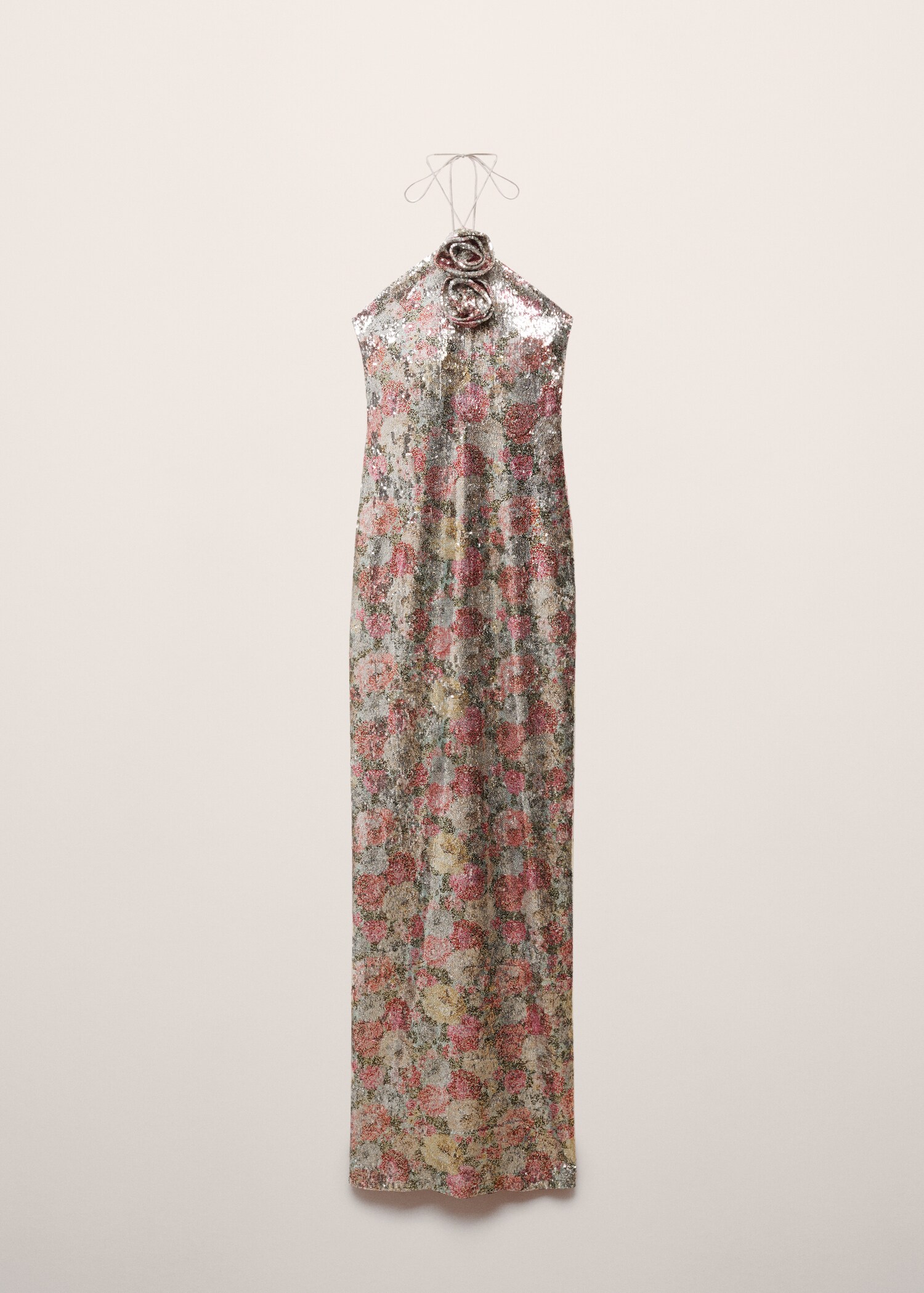Sequinned halter-neck floral dress - Article without model
