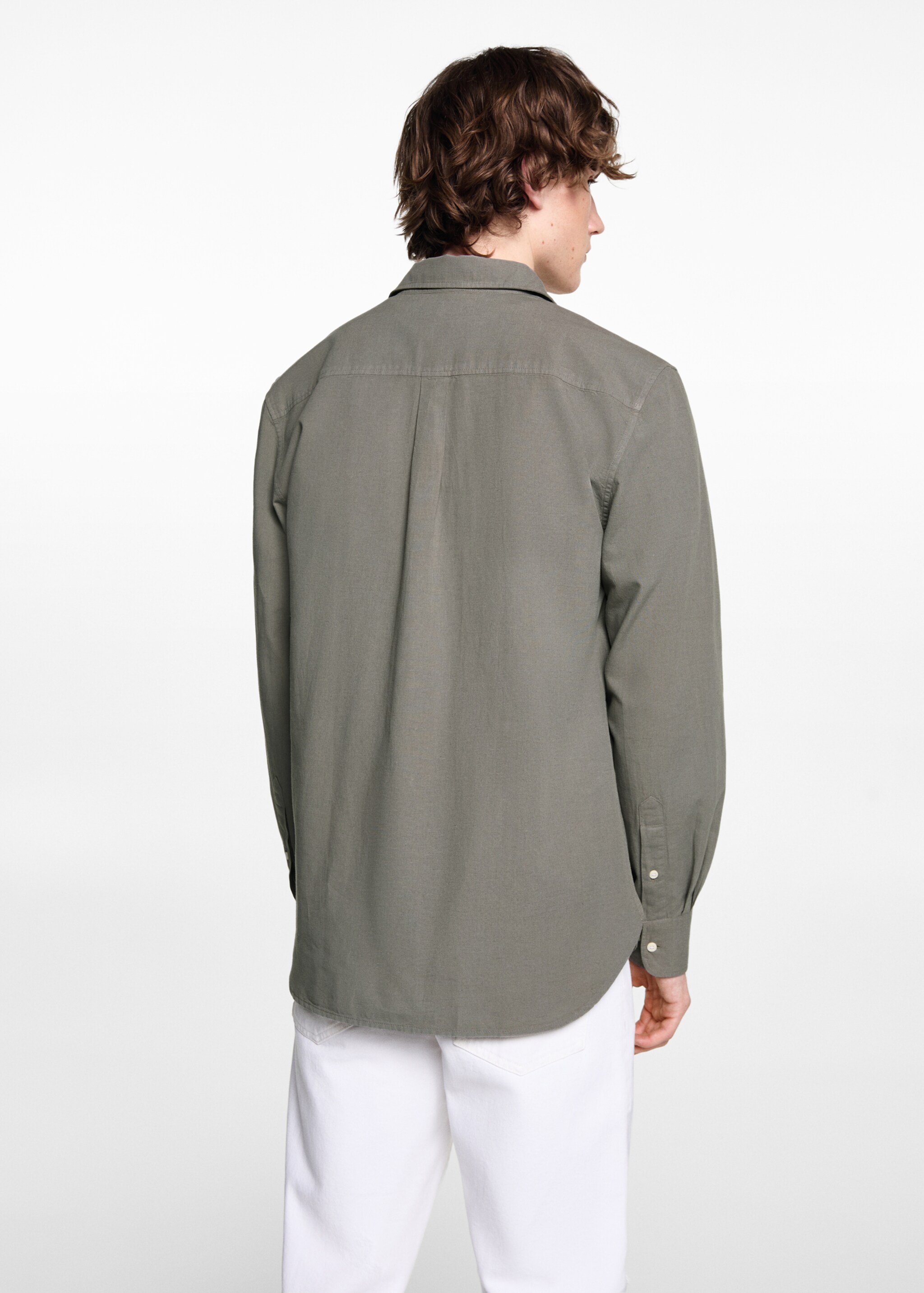 Katoenen regular fit overhemd - Achterkant van het artikel, Kaki. Ref: 67036746-00.