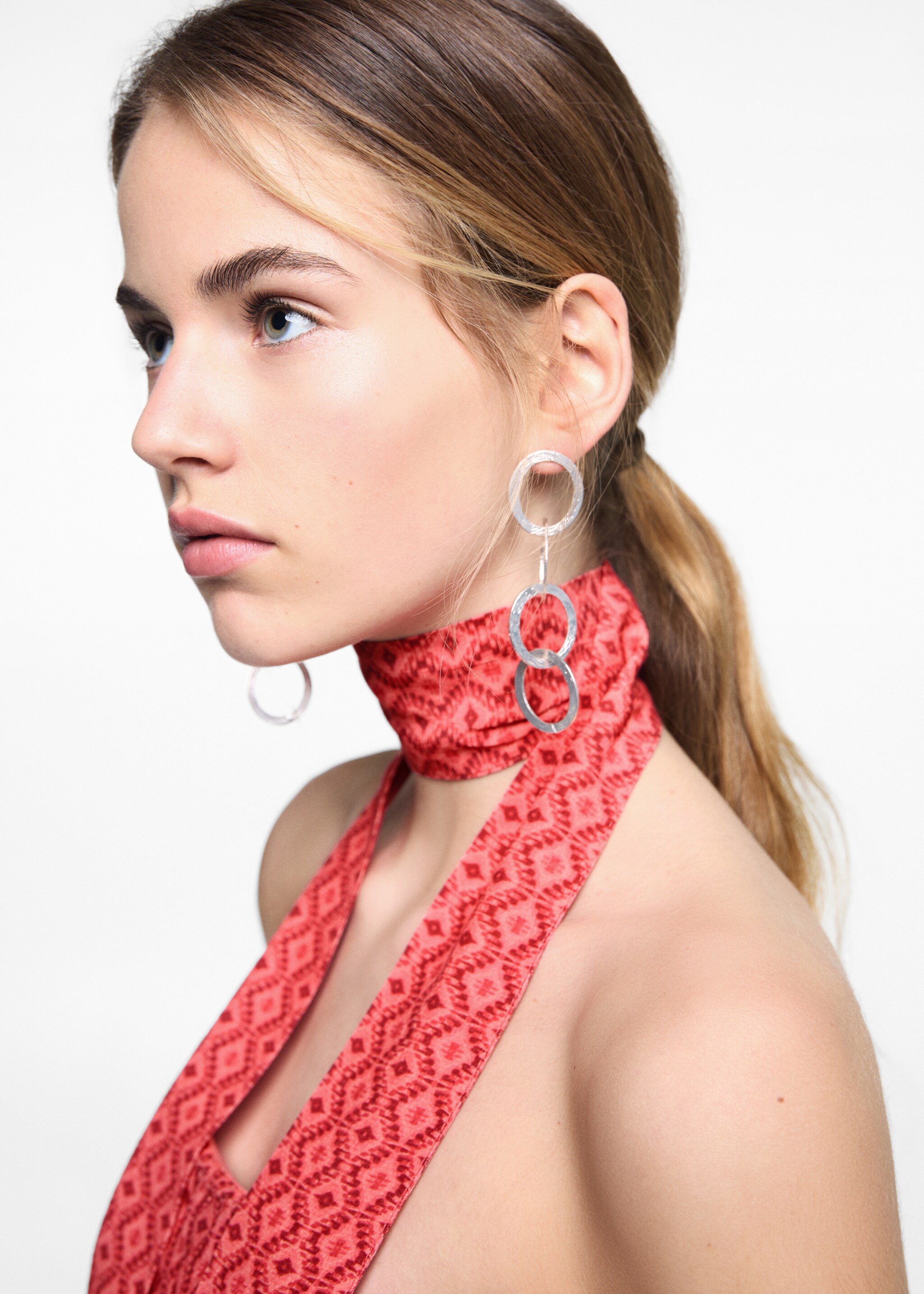 Ολόσωμη φόρμα στράπλες εμπριμέ - Λεπτομέρεια του προϊόντος 1, Ροζ Κοραλί. Ref: 67036754-00.