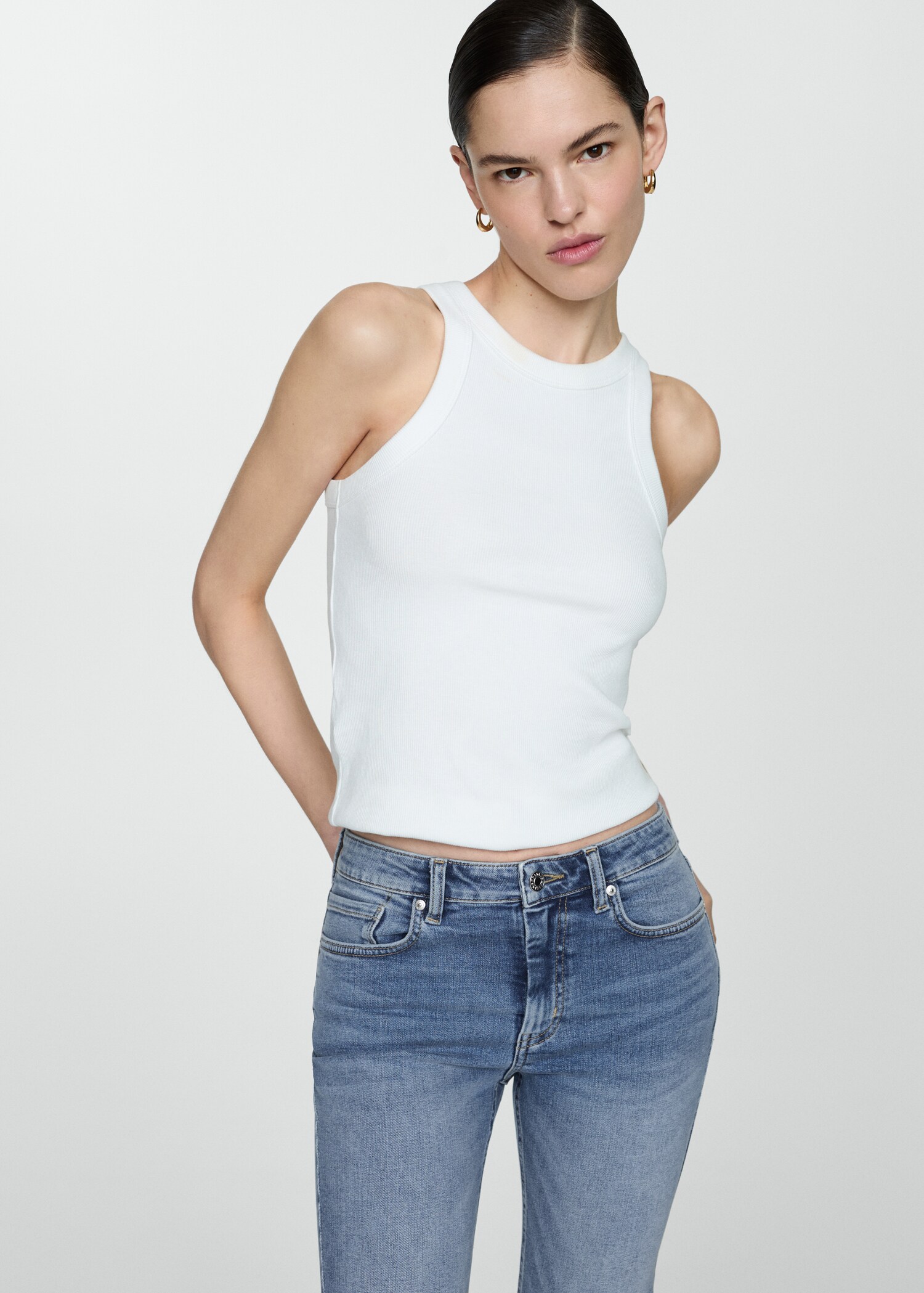 Slim-fit denim bermuda shorts - Details of the article 1