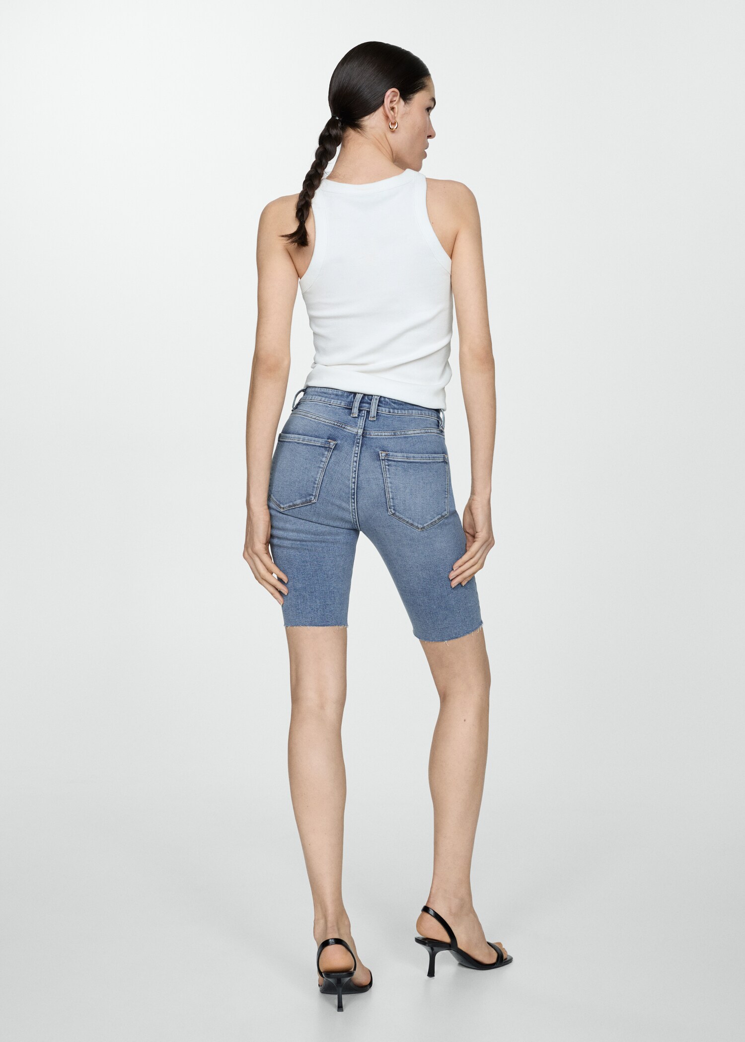 Slim-fit denim bermuda shorts - Reverse of the article
