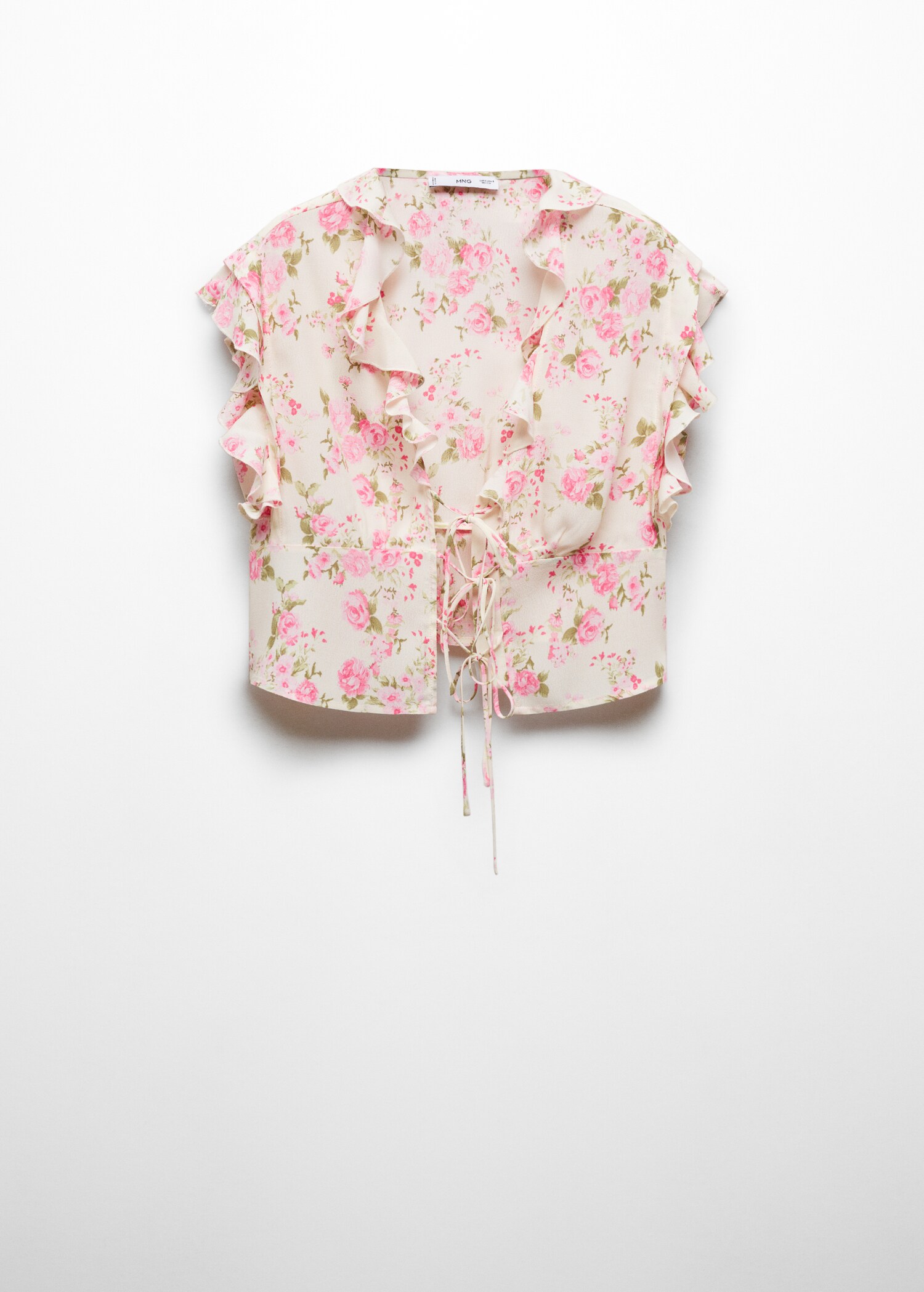 Blouse fleurie fermeture nœuds - Article sans modèle