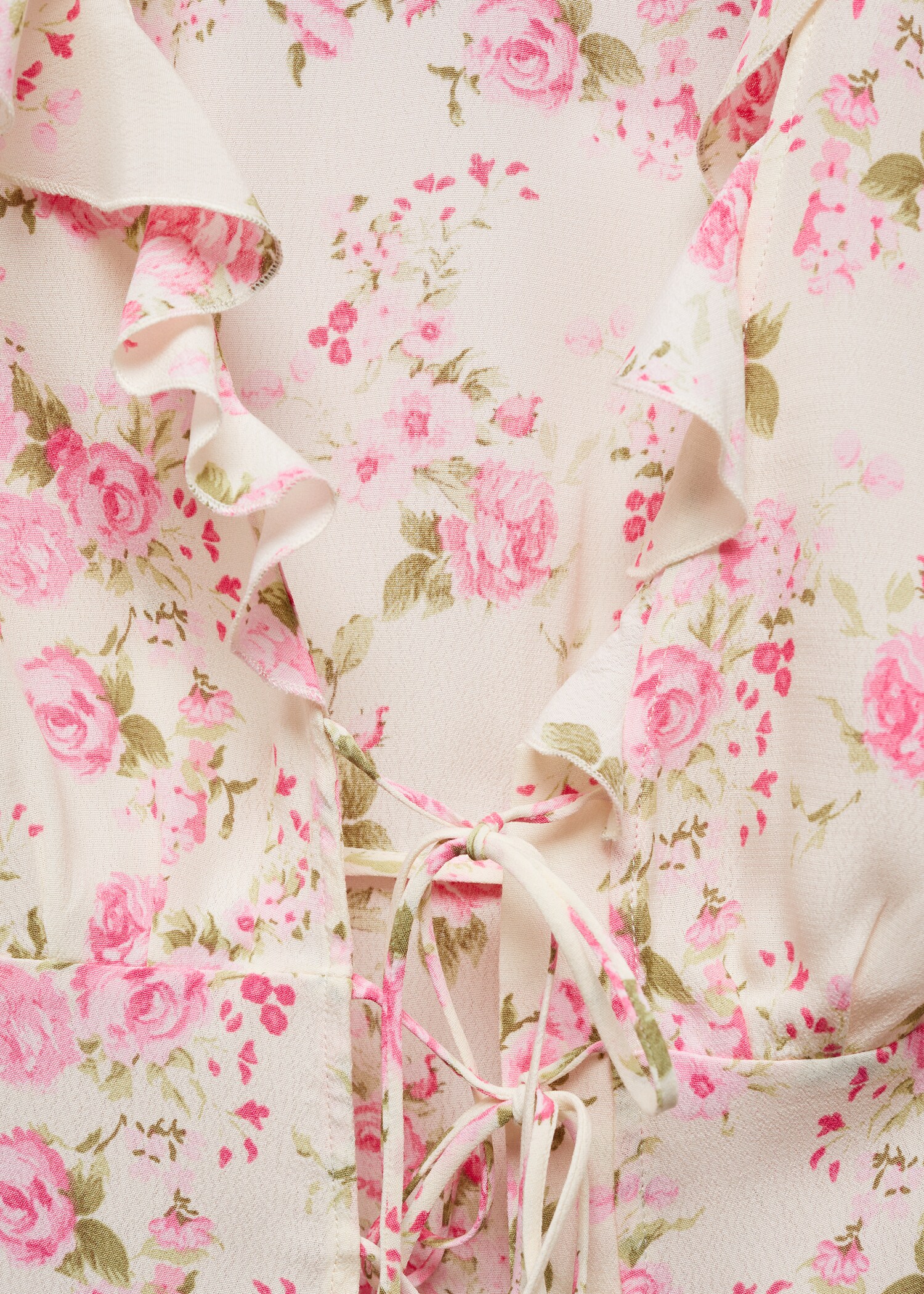 Blouse fleurie fermeture nœuds - Détail de l'article 8