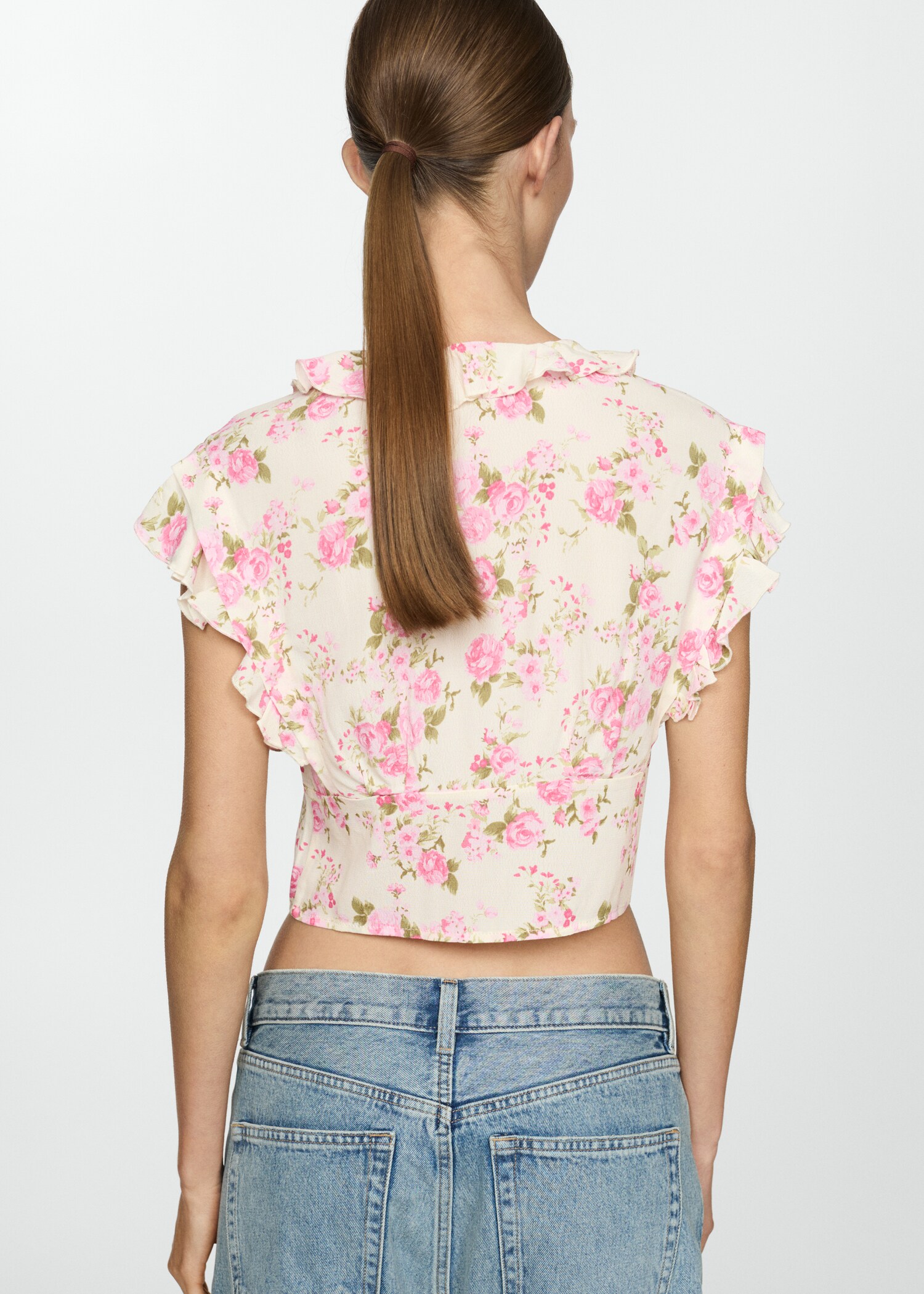 Blouse fleurie fermeture nœuds - Verso de l’article