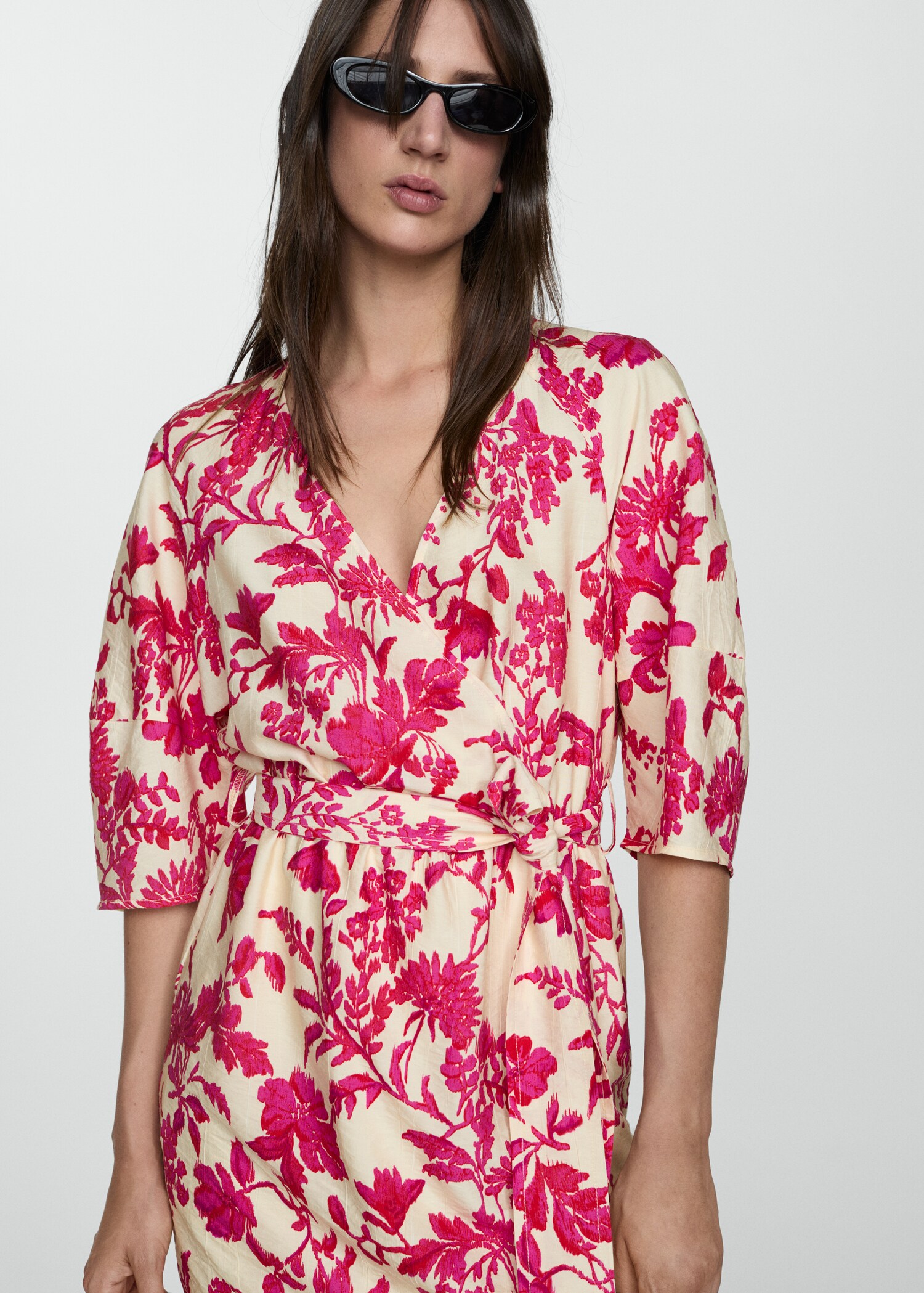 Floral-print wrap dress - Medium plane