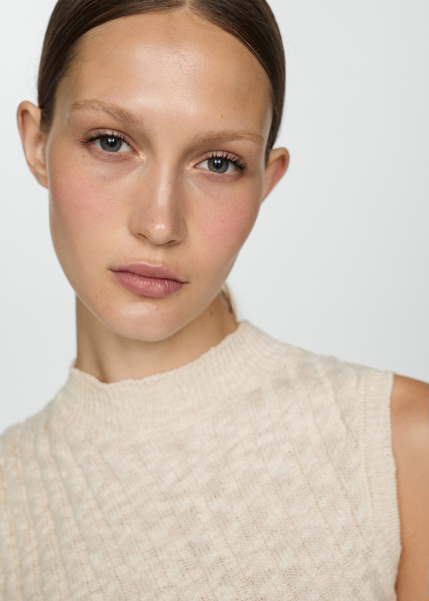 Rib-knit top with perkins neck - Details of the article 1