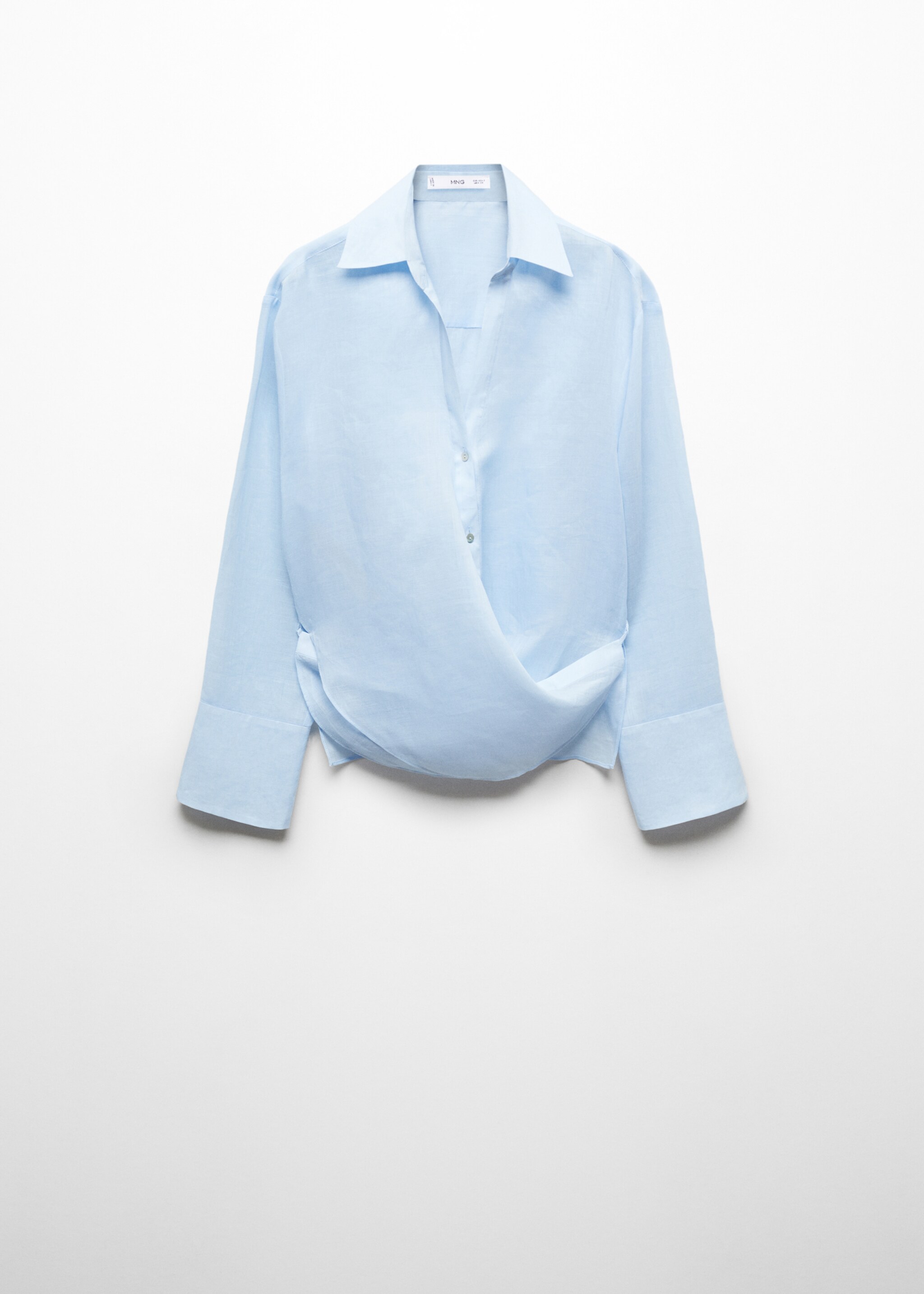 100% ramie double-breasted shirt - Article without model, Sky Blue. Ref: 67037130-00.