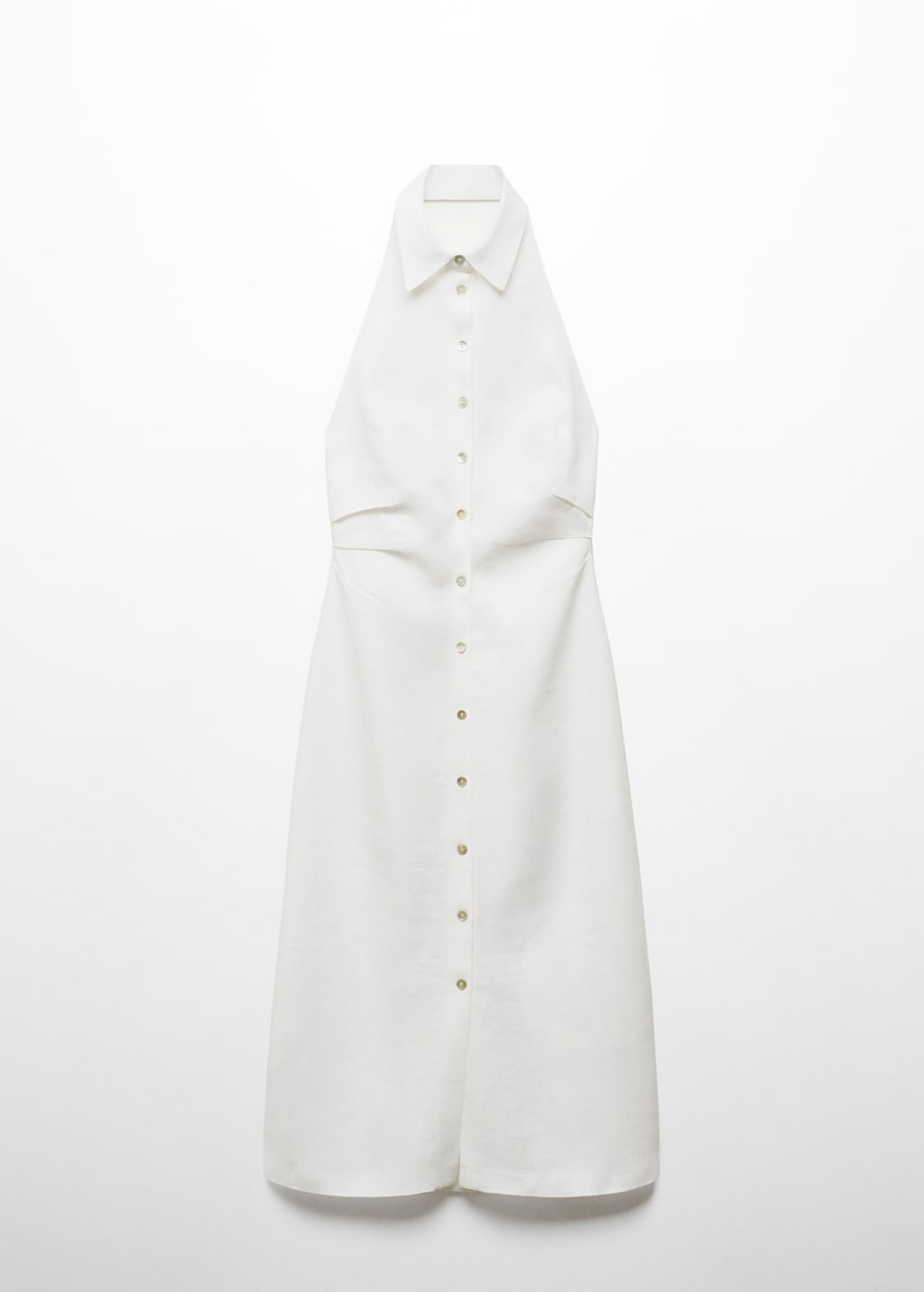 Linen shirt-collar dress - Women | MANGO OUTLET USA
