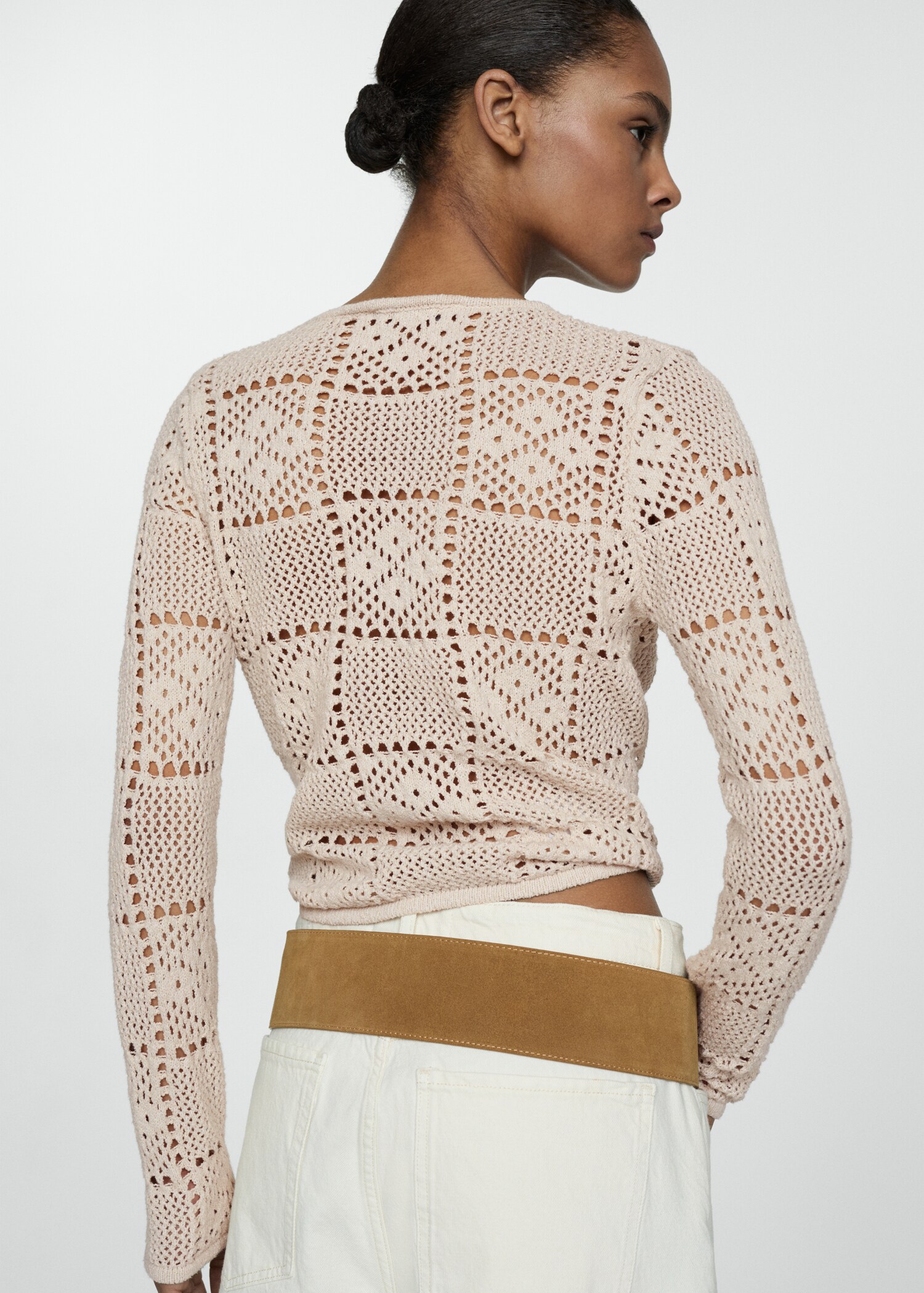 Pullover im Häkel-Style mit Pointelle-Details - Rückseite des Artikels