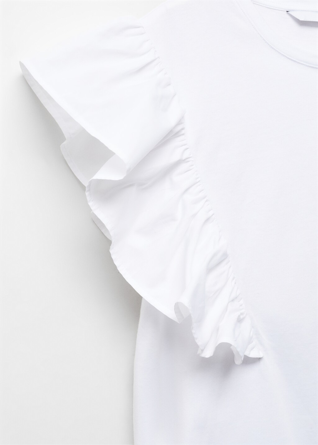 100% cotton t-shirt with ruffles - Women | MANGO OUTLET USA