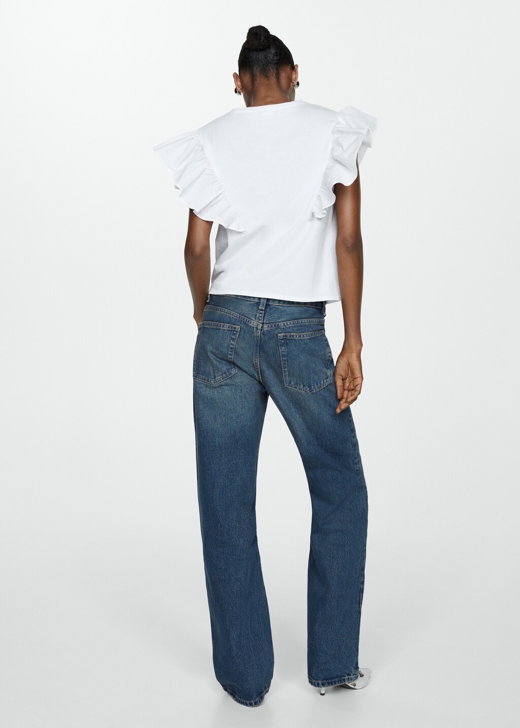 100% cotton t-shirt with ruffles - Women | MANGO OUTLET USA