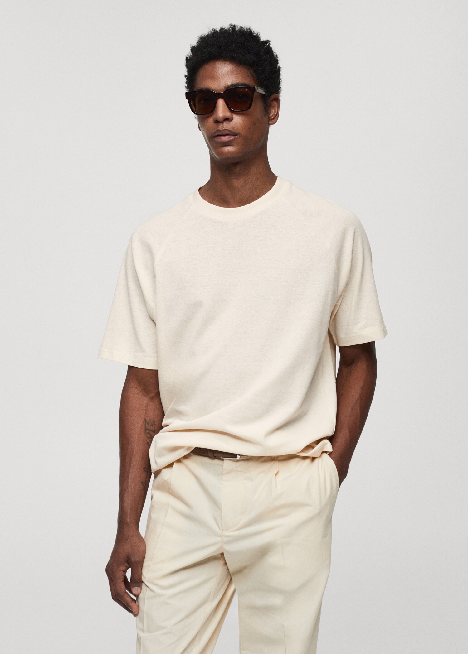 Relaxed fit cotton t-shirt - Medium plane