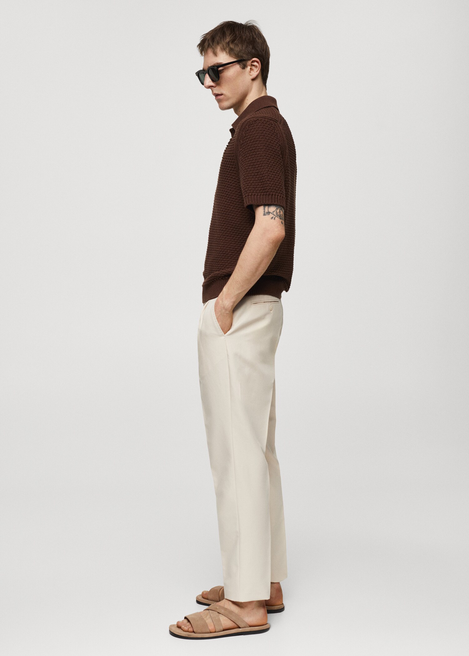 100% cotton braided knitted polo shirt - Details of the article 2