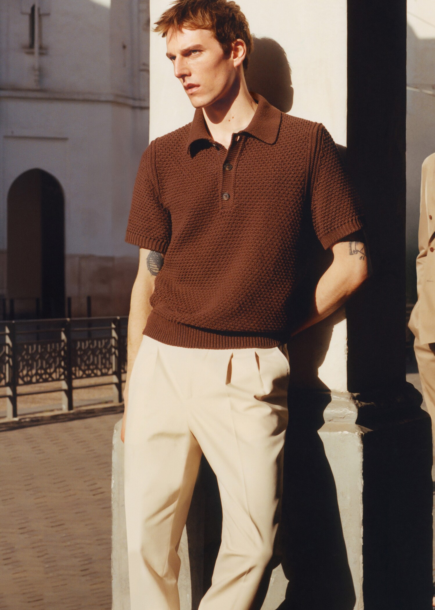 100% cotton braided knitted polo shirt - Details of the article 3