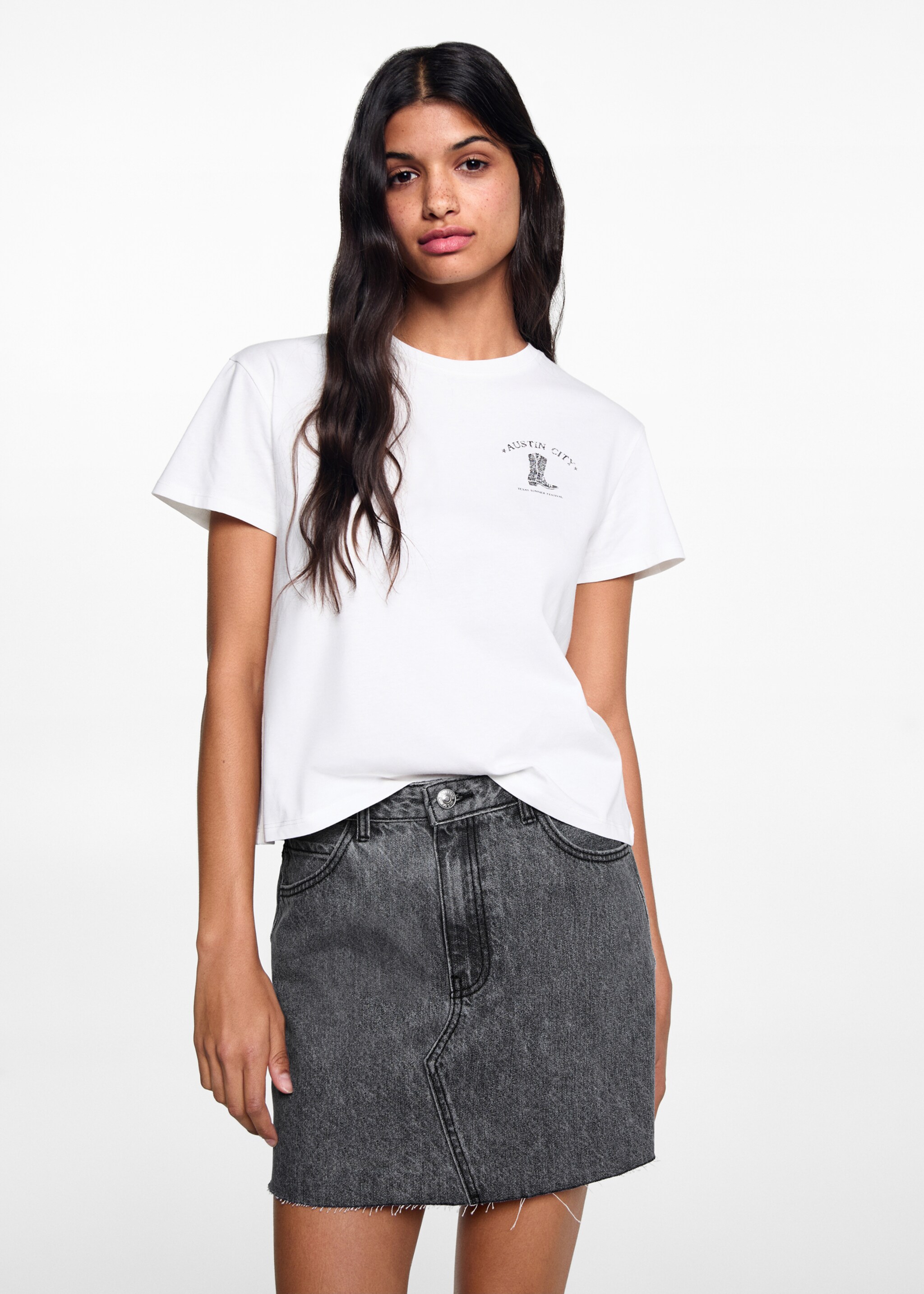 Jeans-Minirock - Mittlere Ansicht, Denim Grau. Ref: 67037923-00.