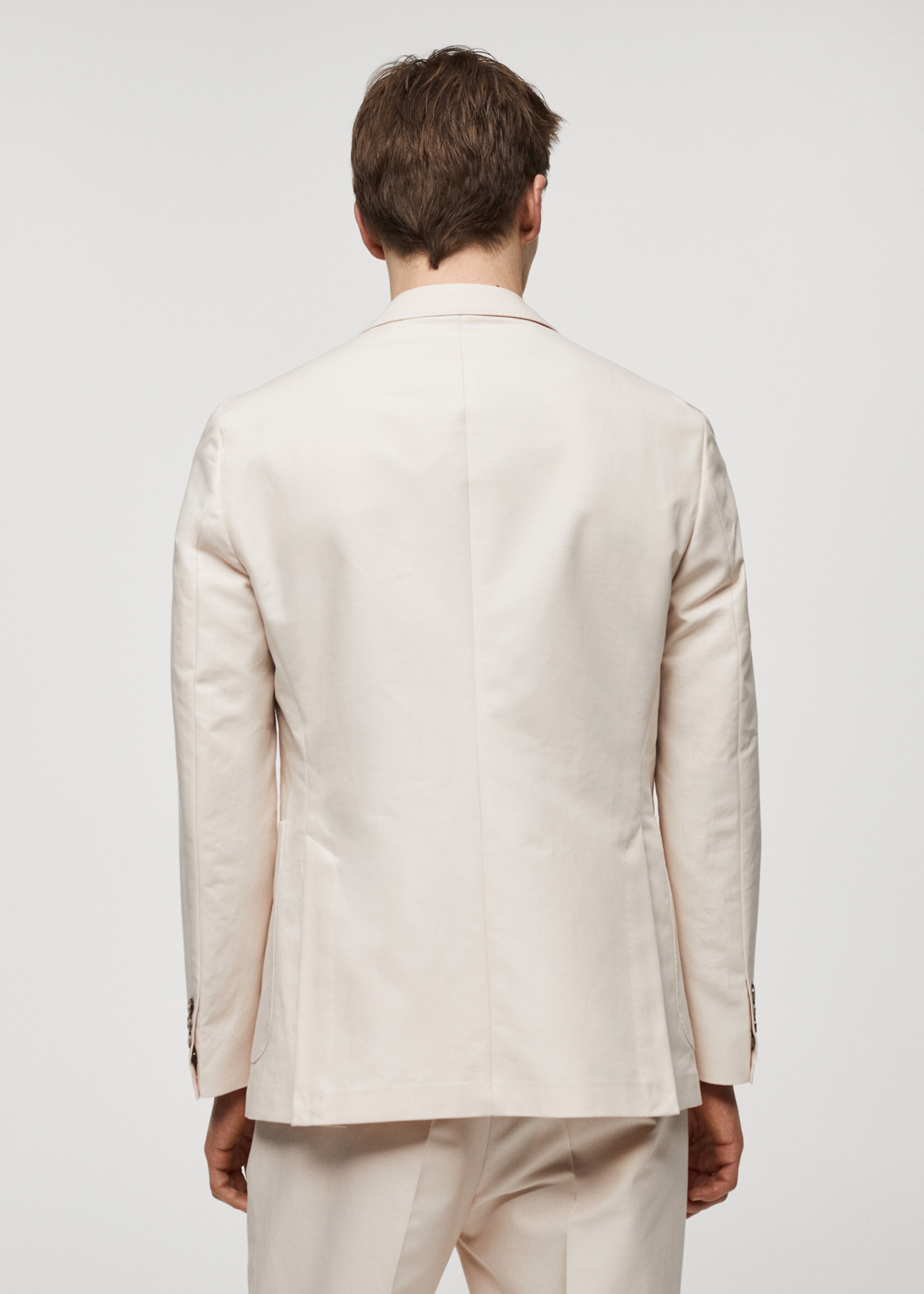 Marynarka garniturowa slim fit z 100% bawełny - Tylna strona artykułu, Kremowy / écru. Ref: 67038269-00.