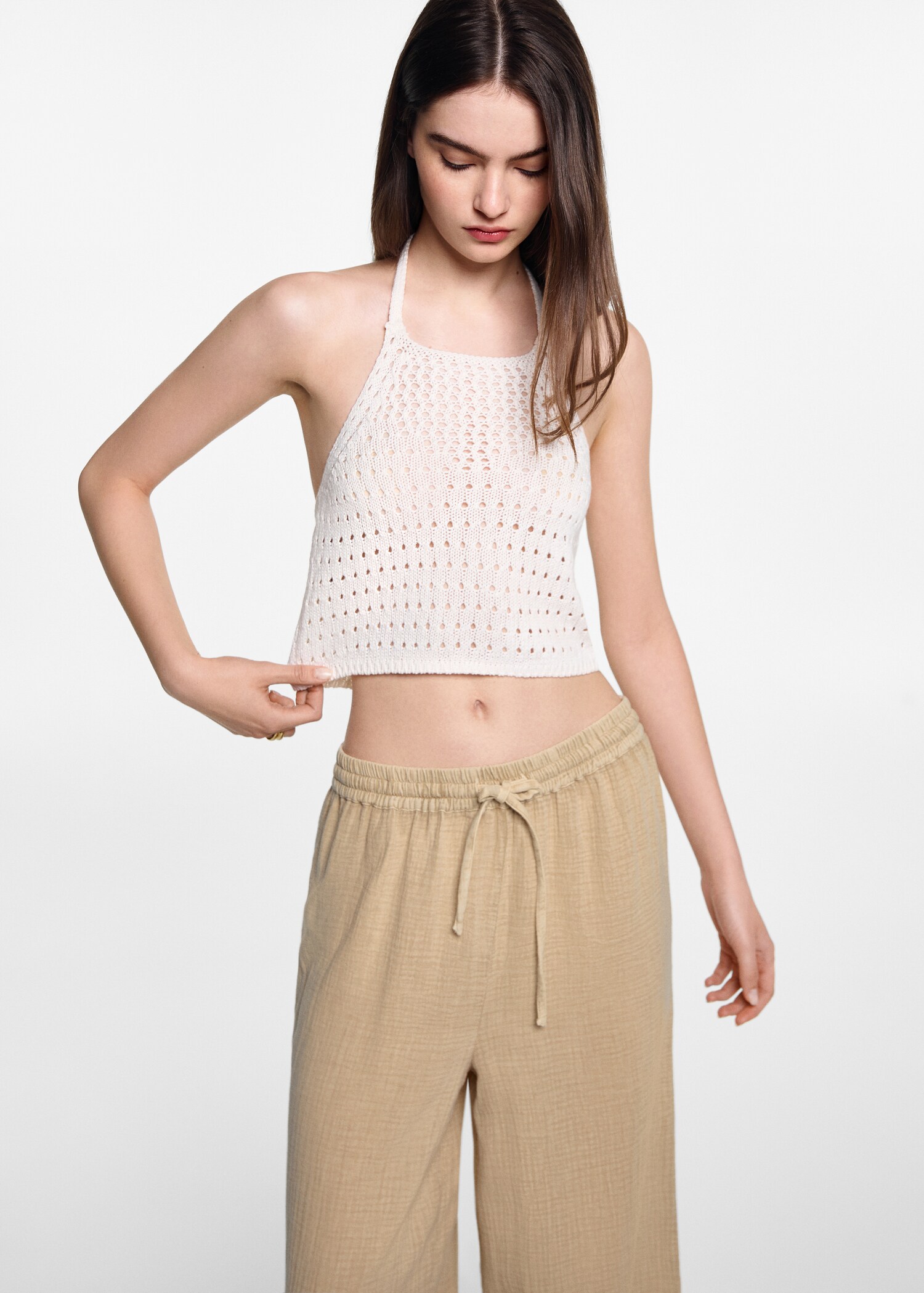 Pantalon palazzo coton - Plan moyen