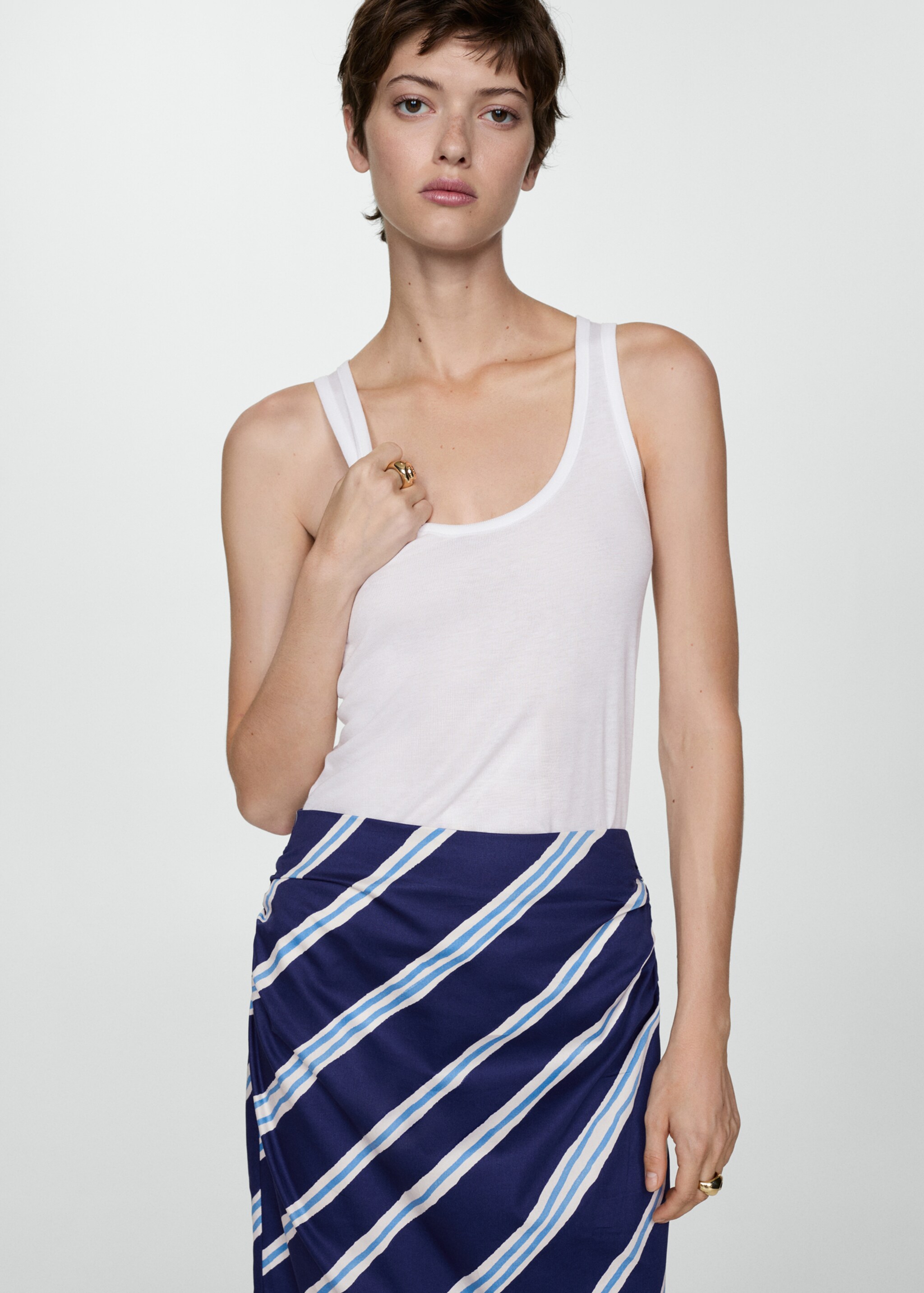 Slit striped skirt - Details of the article 1