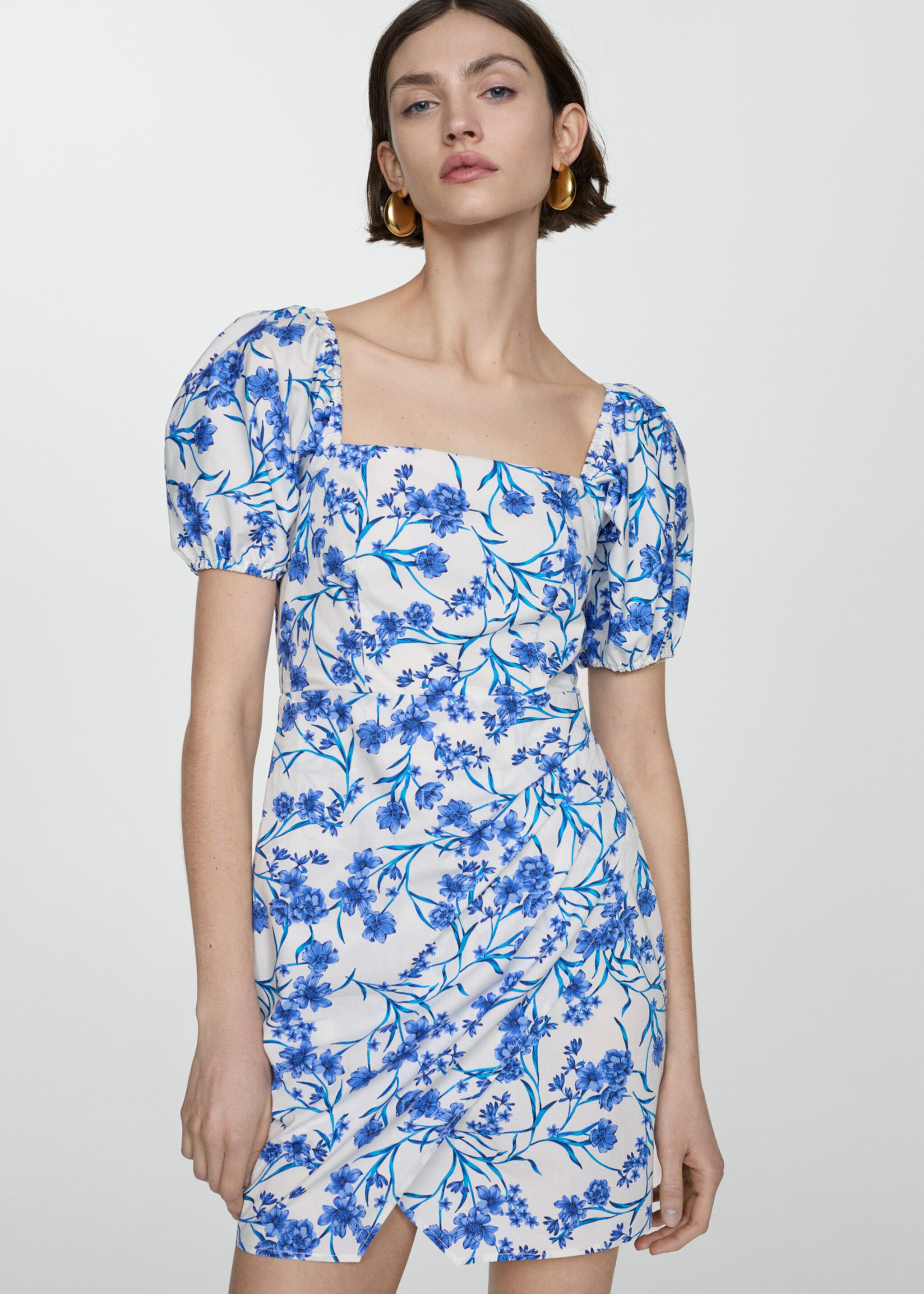 Printkleid mit Ballonärmel - Mittlere Ansicht