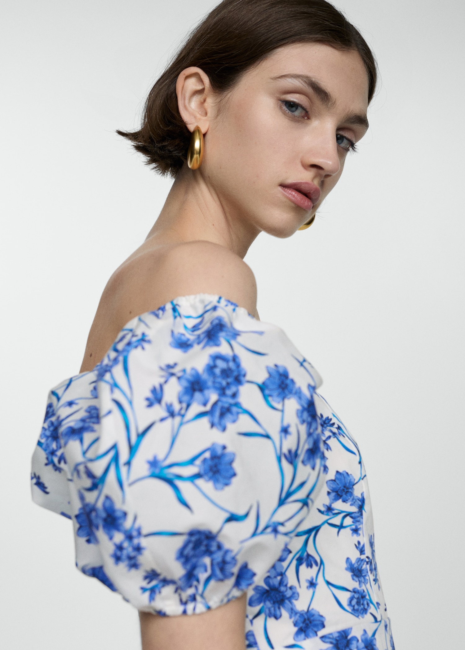 Robe imprimée manches bouffantes