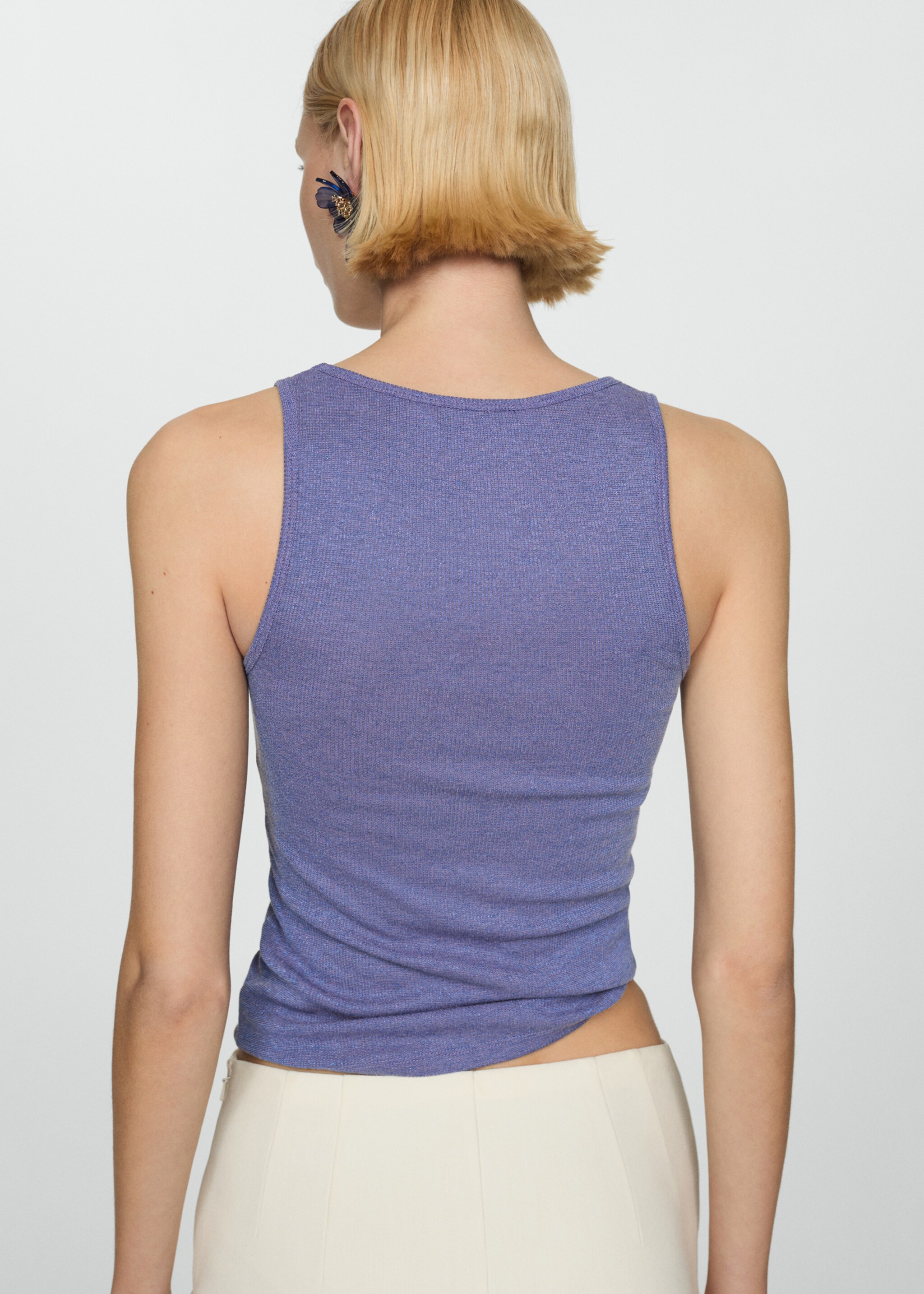 Strick-Top mit Lurex - Rückseite des Artikels, Blau. Ref: 67038648-00.