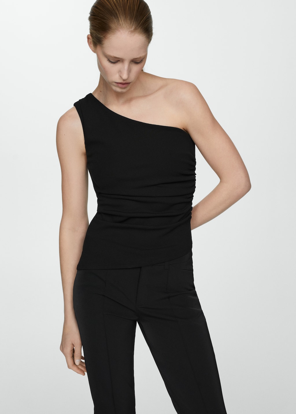 Asymmetrical draped top - Women | MANGO OUTLET USA