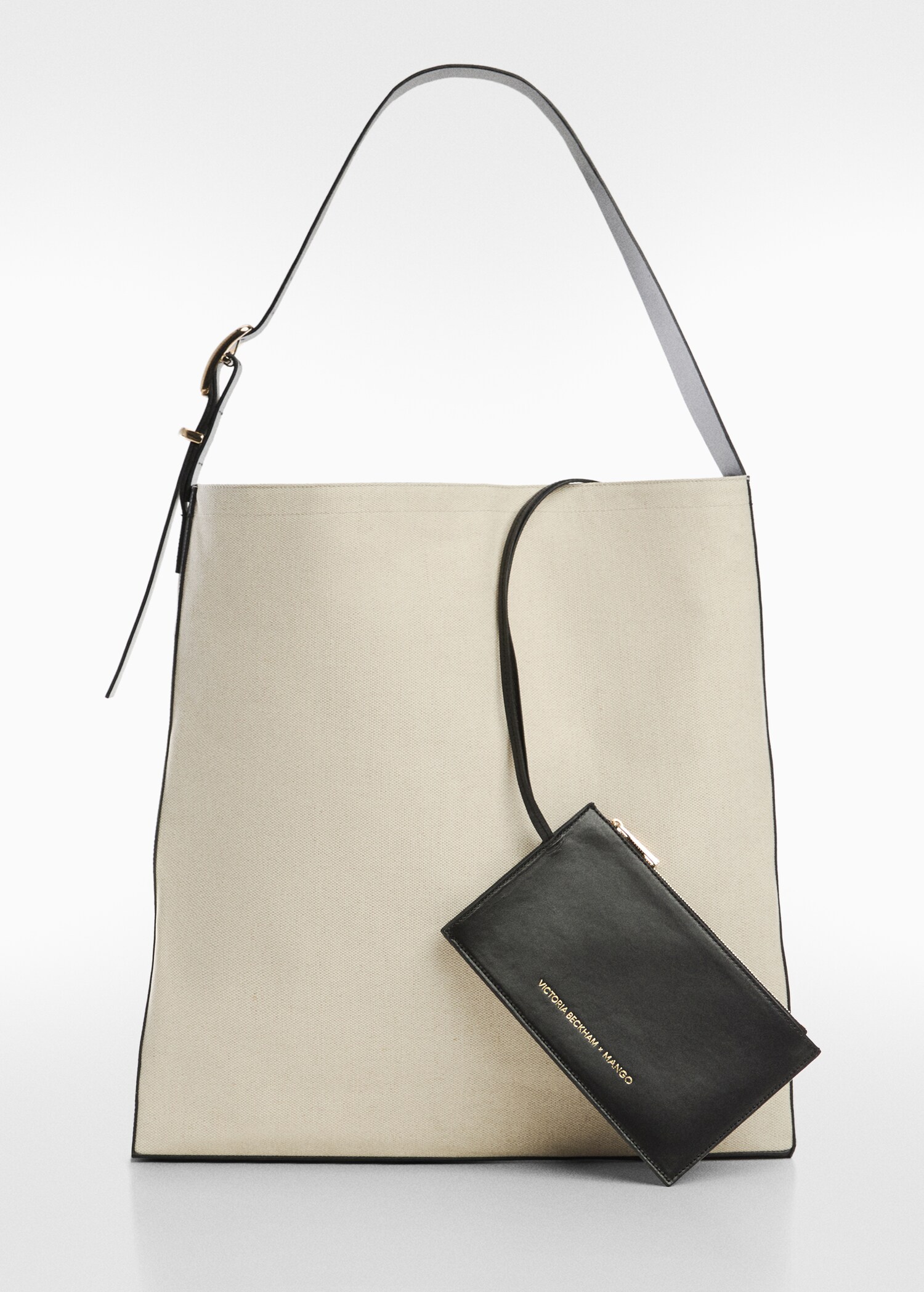 Canvas-Maxi-Tasche mit Lederkontrastdetails - Artikel ohne Model