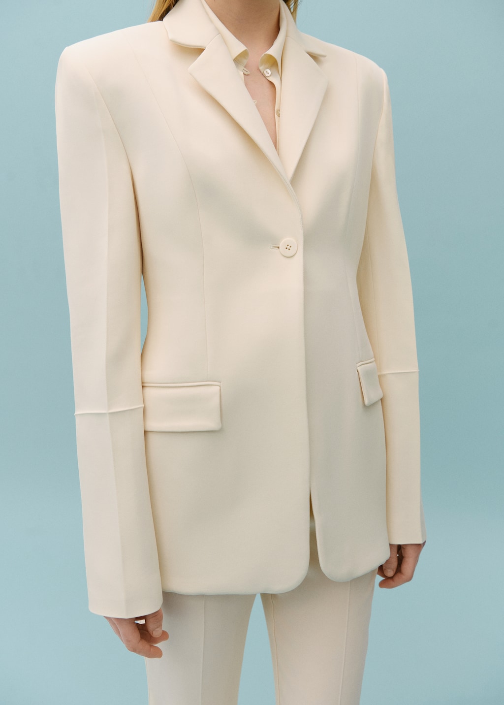 Suit jacket with decorative stitching - Women | MANGO OUTLET USA