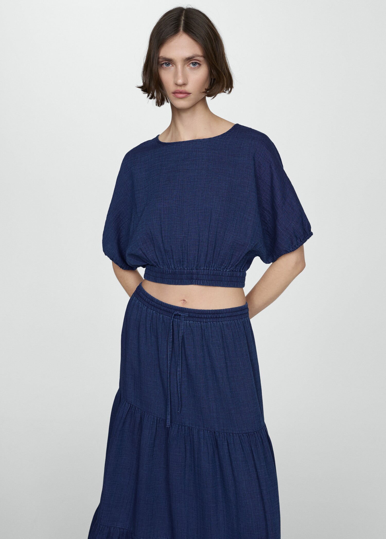 Long cotton flared skirt - Details of the article 1